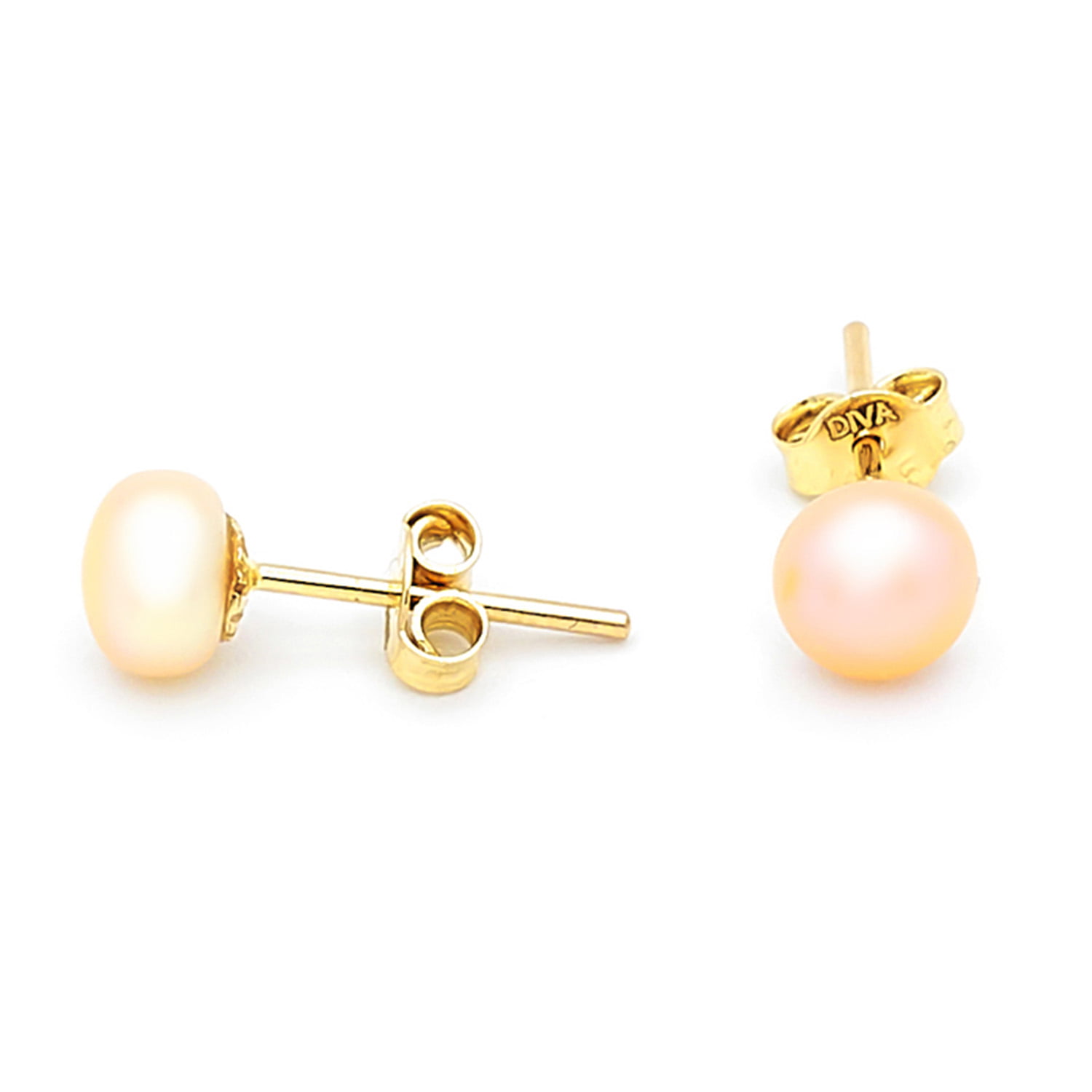 Cercei Alba cu perle rose de cultura de 6mm din aur galben de 14k