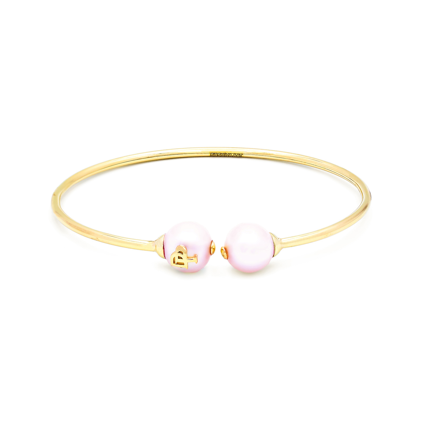 Bratara Kyra Rose DP cu doua perle rose de cultura de 11mm din aur galben de 14k