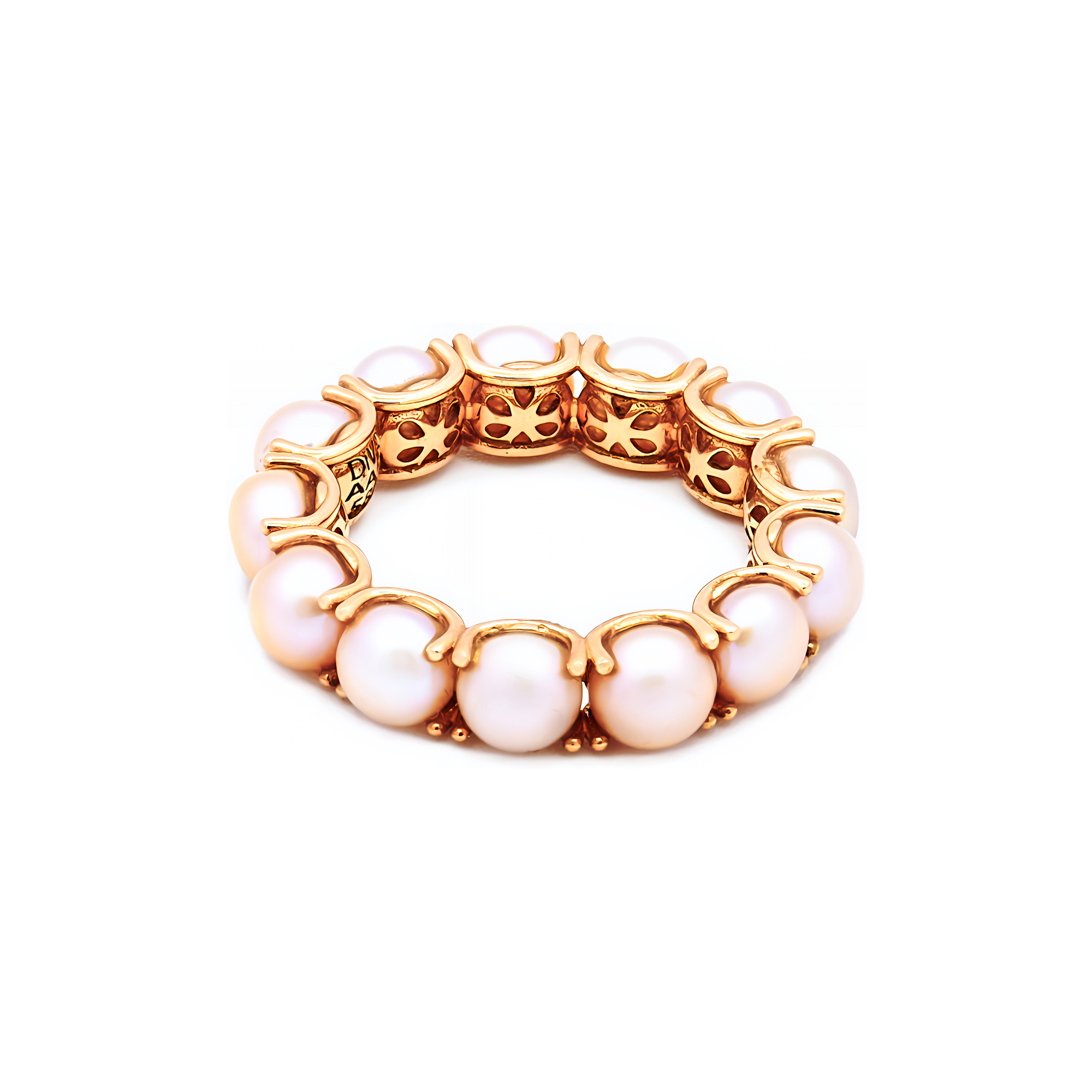 Inel Abriela Large cu perle rose de cultura de 6mm, din aur rose de 14k