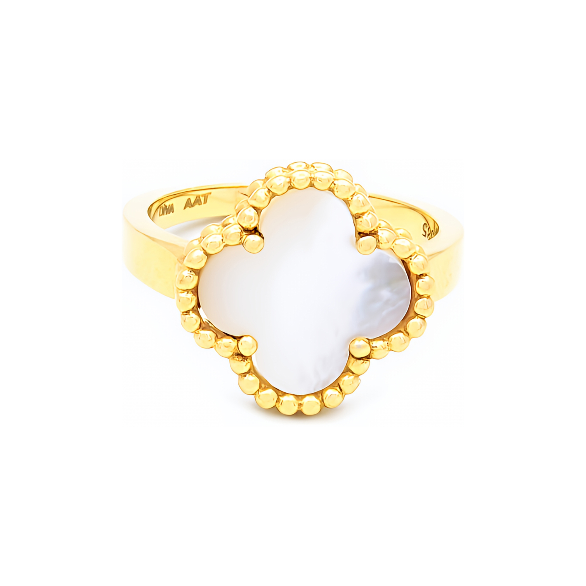 Inel Athena Max cu mother of pearl, din aur galben de 14k