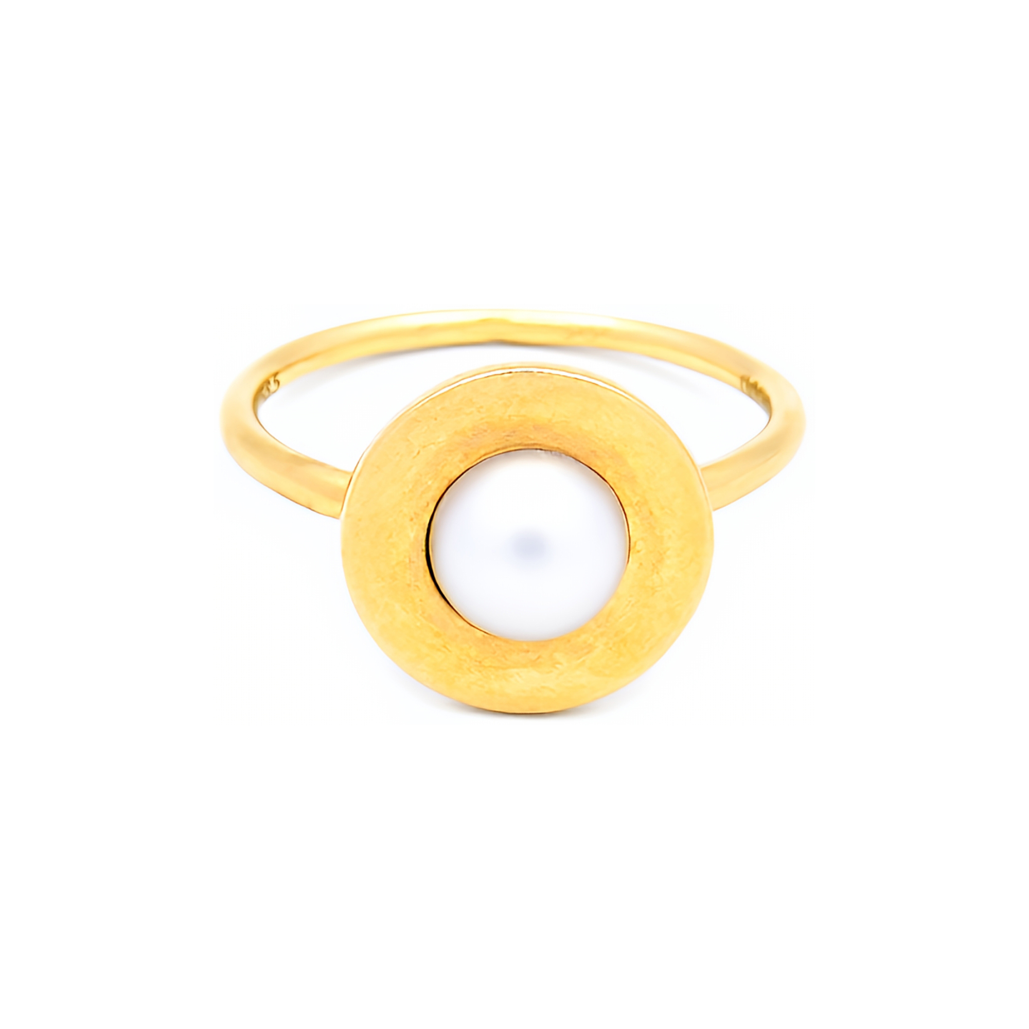 Inel Luna cu perla alba de cultura de 6mm, din aur galben de 14k