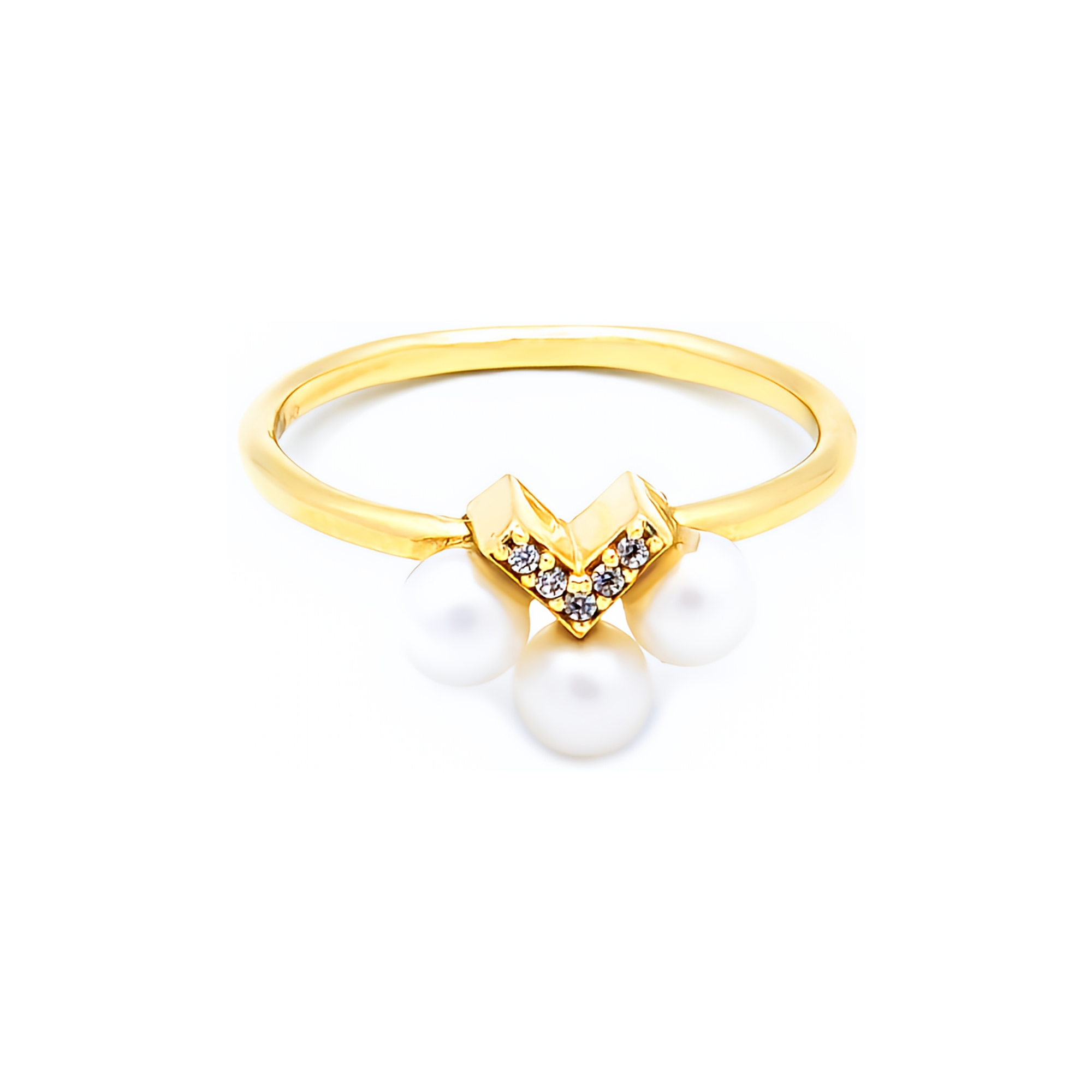 Inel Zoe cu perla alba de cultura 4mm, aur galben de 14k
