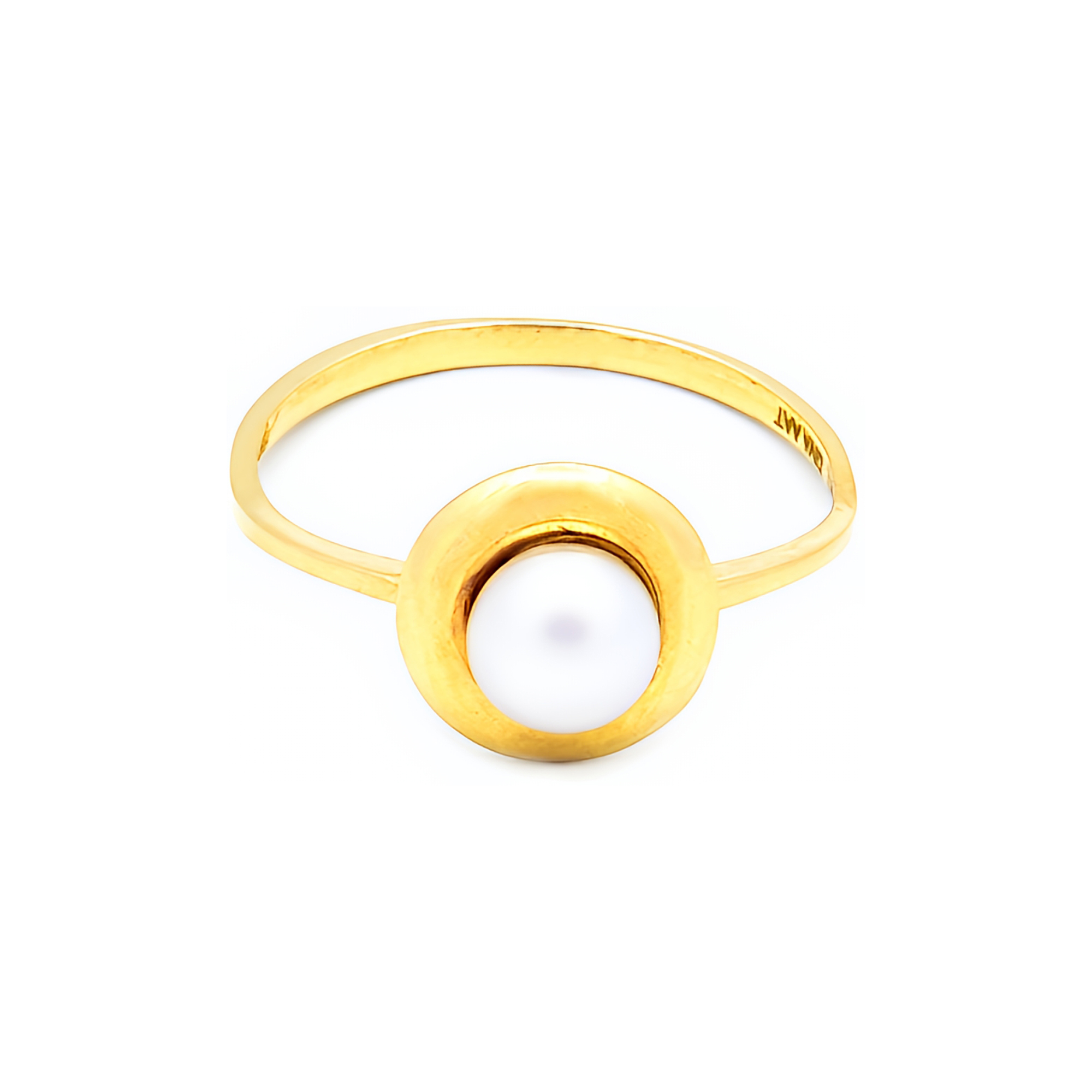 Inel Novia cu perla alba de cultura de 6mm, din aur galben de 14k