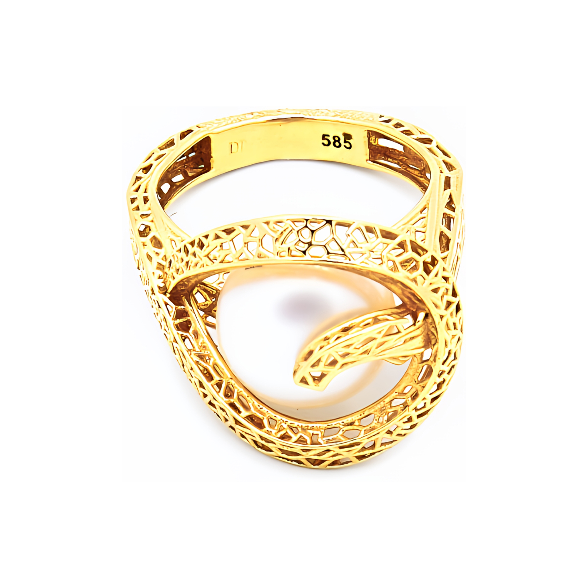 Inel Faith cu perla alba de cultura de 11mm, din aur galben de 14k