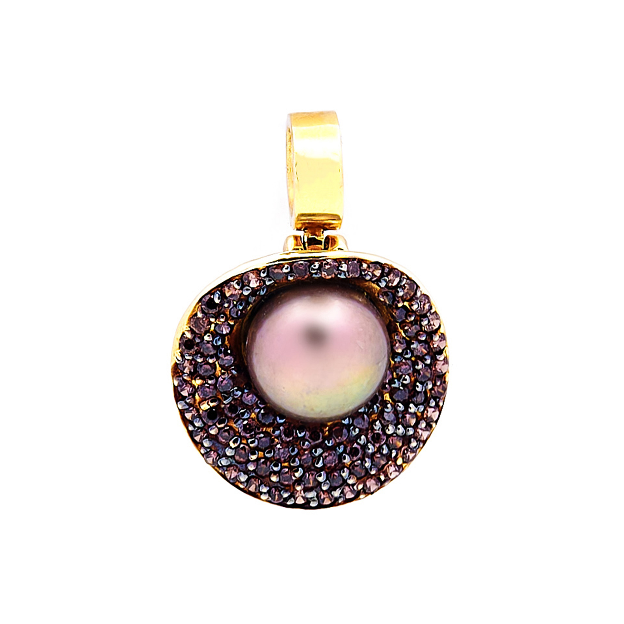 Pandantiv Venus cu perla neagra de cultura, 8.5-9mm, din aur galben de 14k