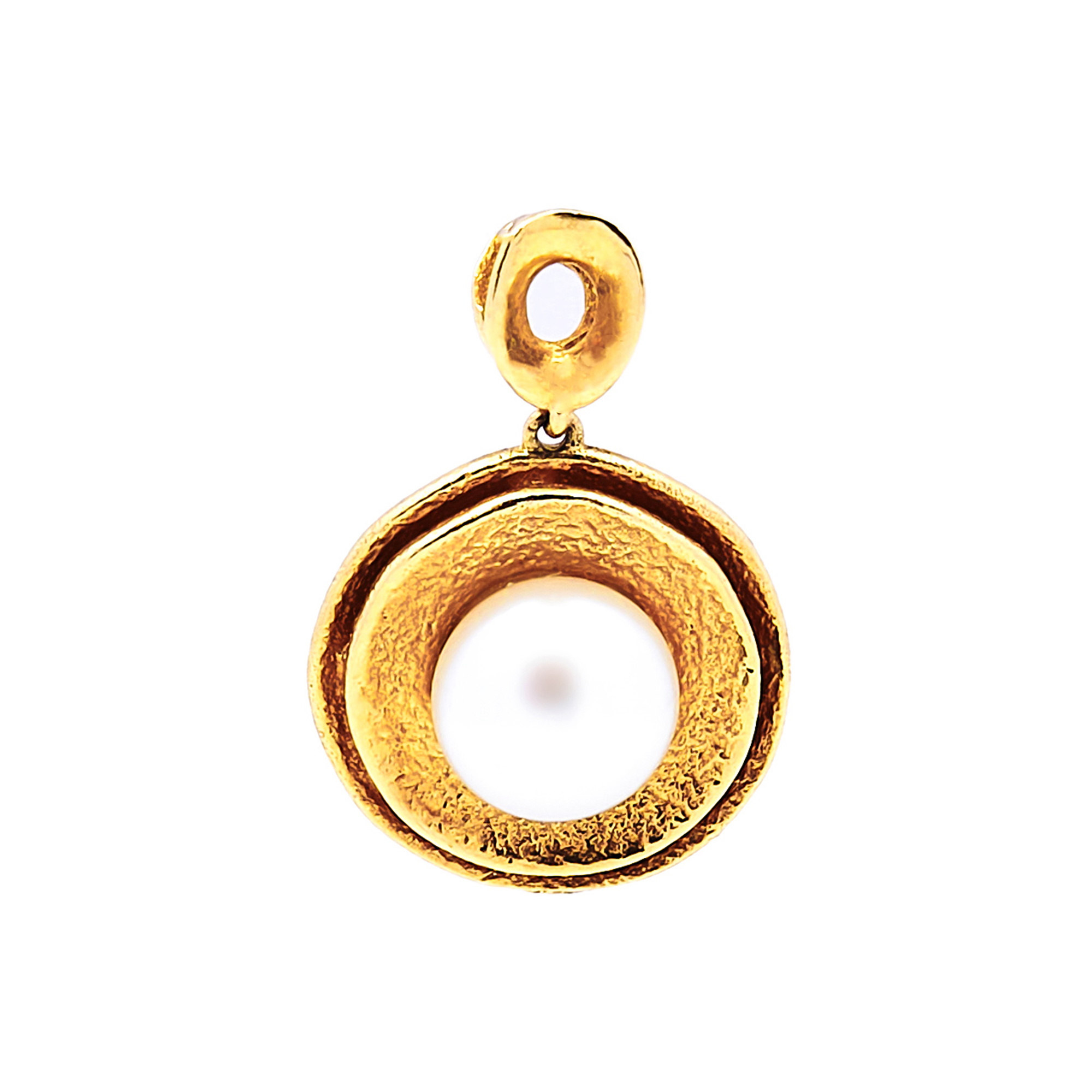 Pandantiv Luna cu perla alba de cultura, 7-7.5mm, din aur galben de 14k