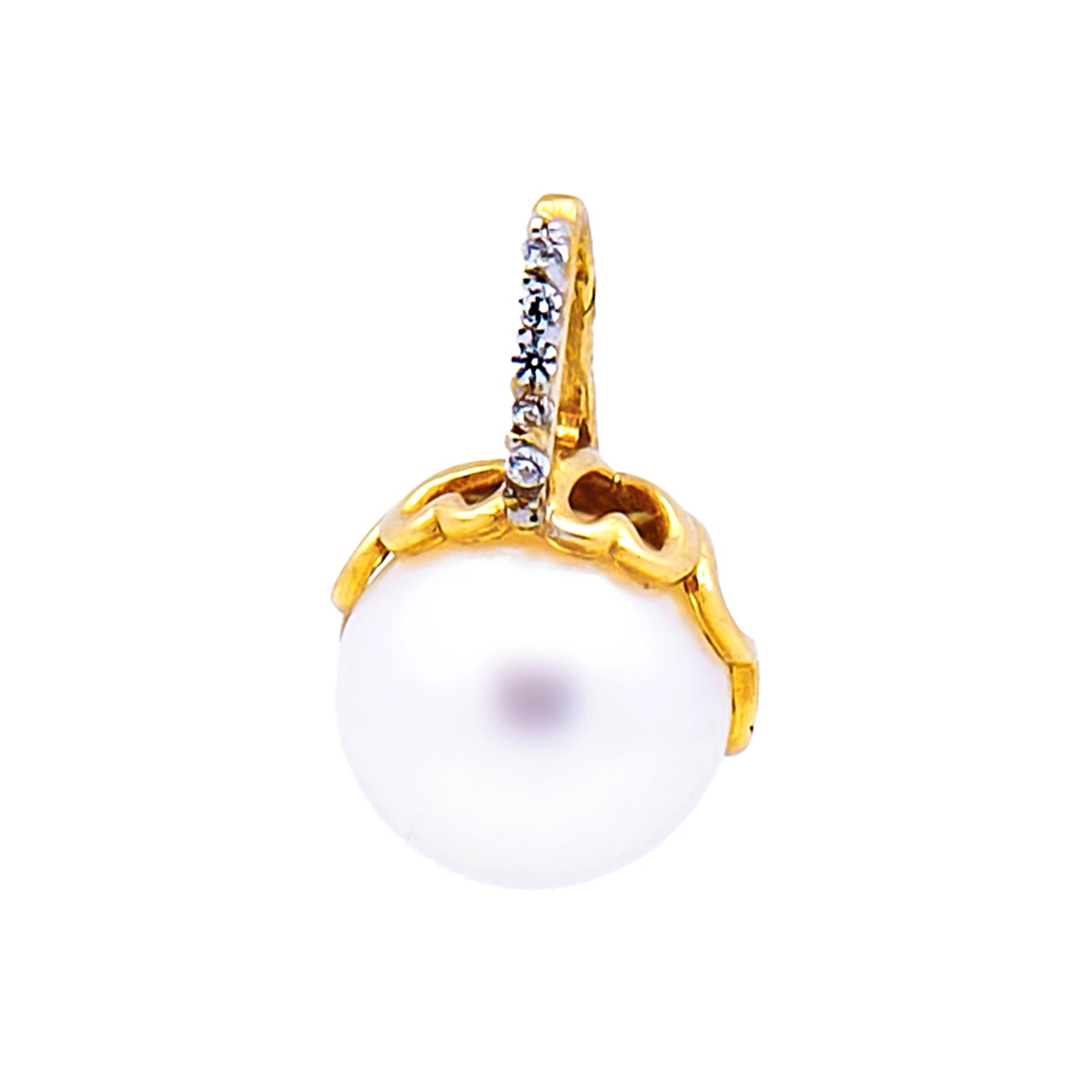 Pandantiv Blanca cu perla alba de cultura, 9mm, din aur galben de 14k