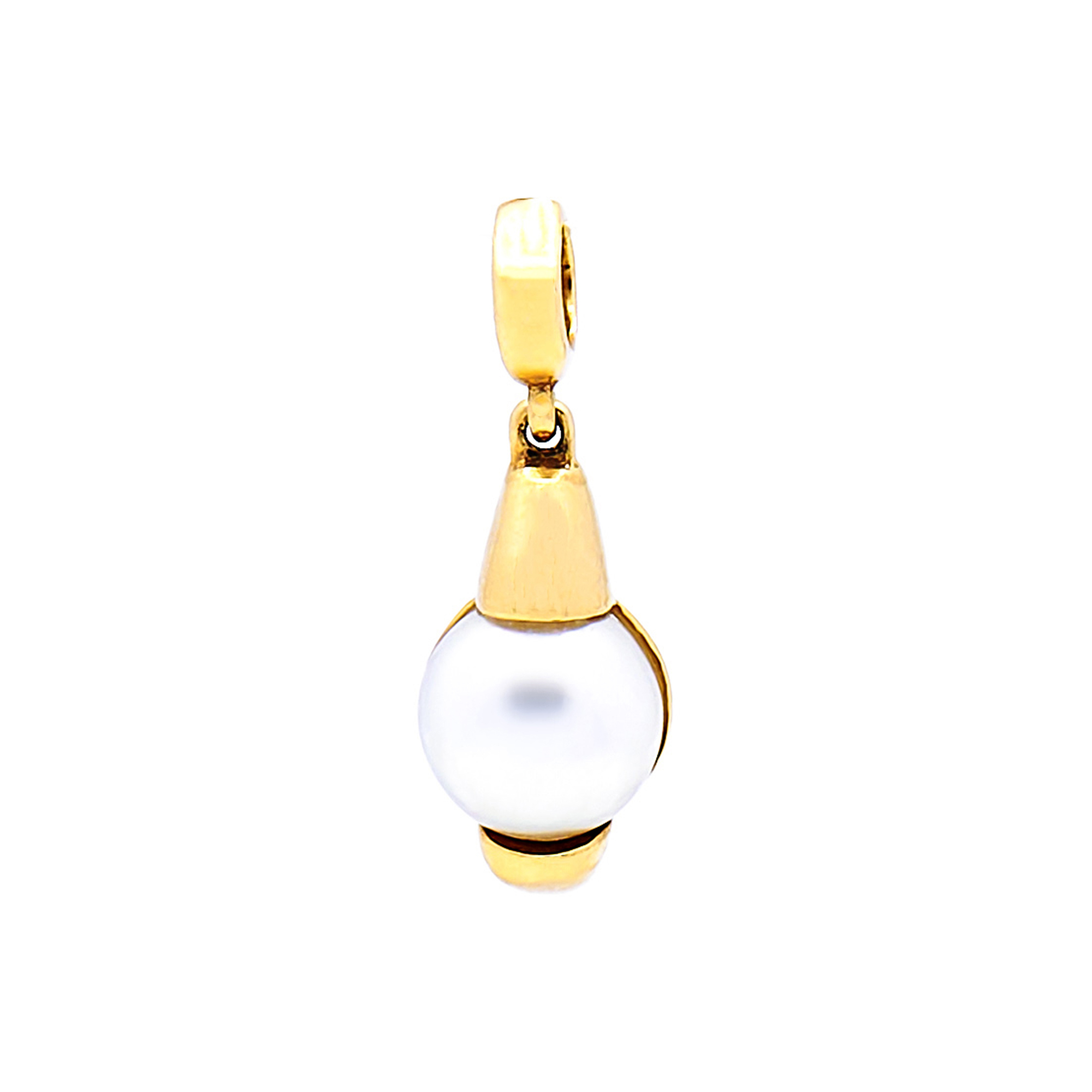 Pandantiv Odissey cu perla alba de cultura, 6-6.5mm, din aur galben de 14k
