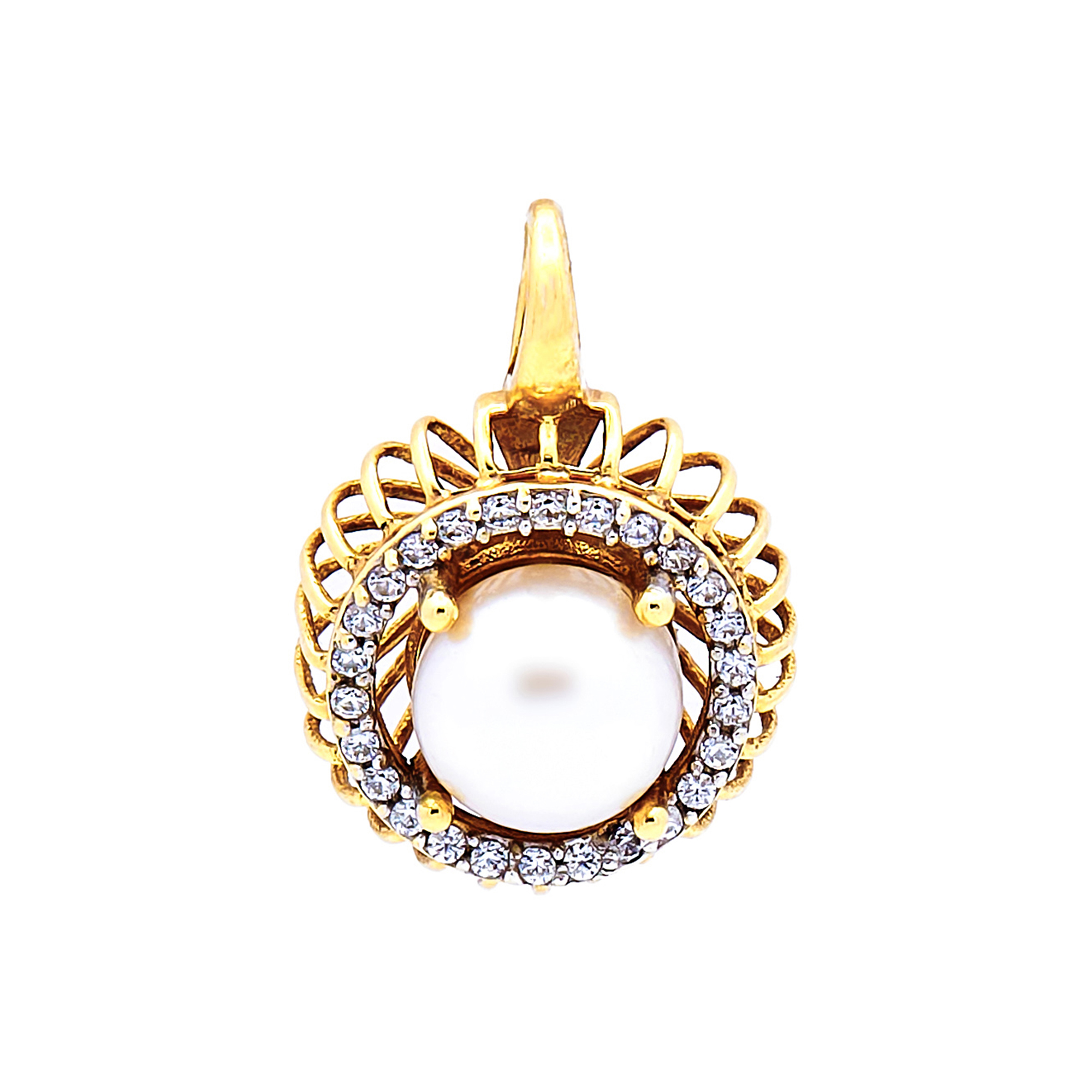 Pandantiv Adonia cu perla alba de cultura, 11mm, din aur galben de 14k
