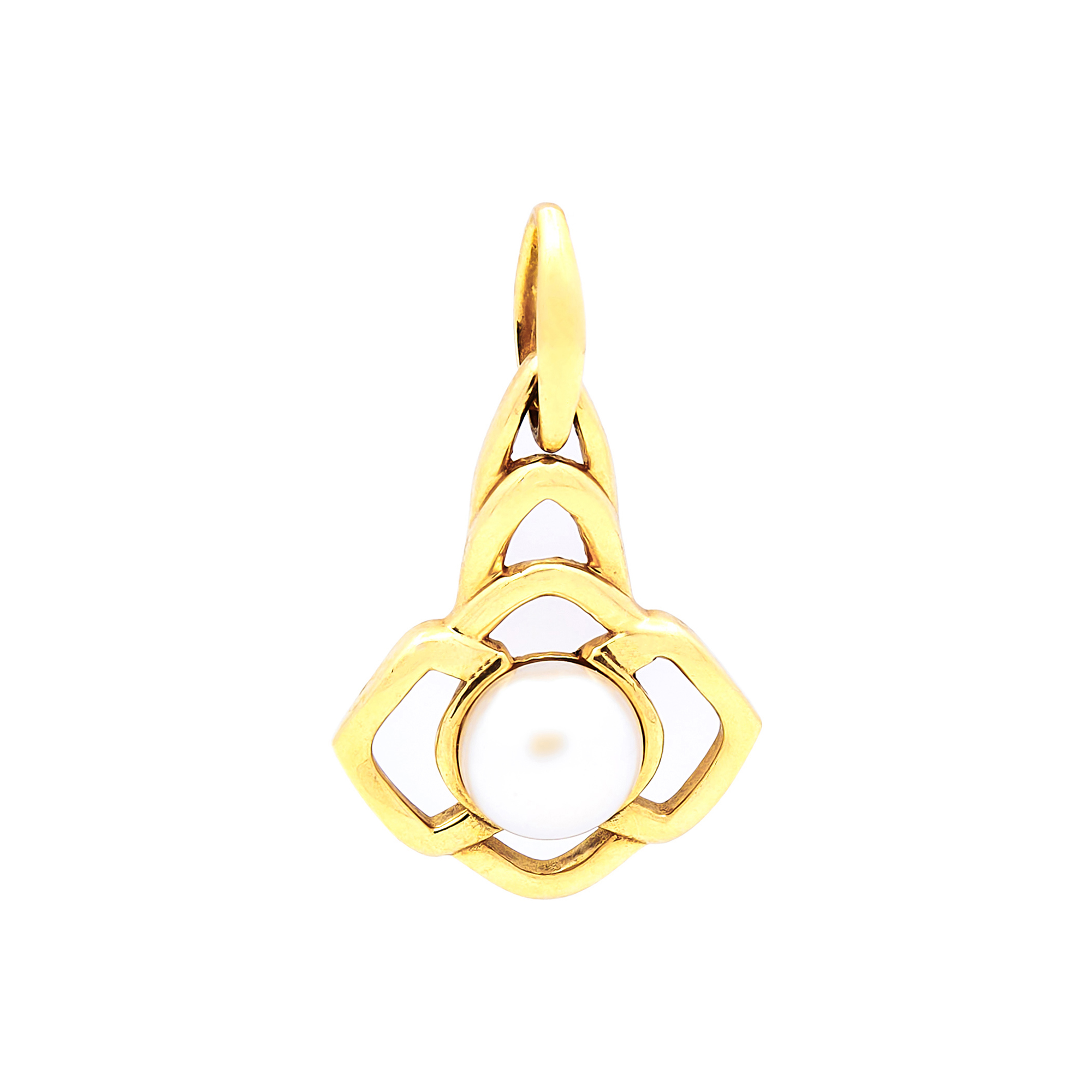 Pandantiv Cleopatra cu perla alba de cultura, 8mm, din aur galben de 14k