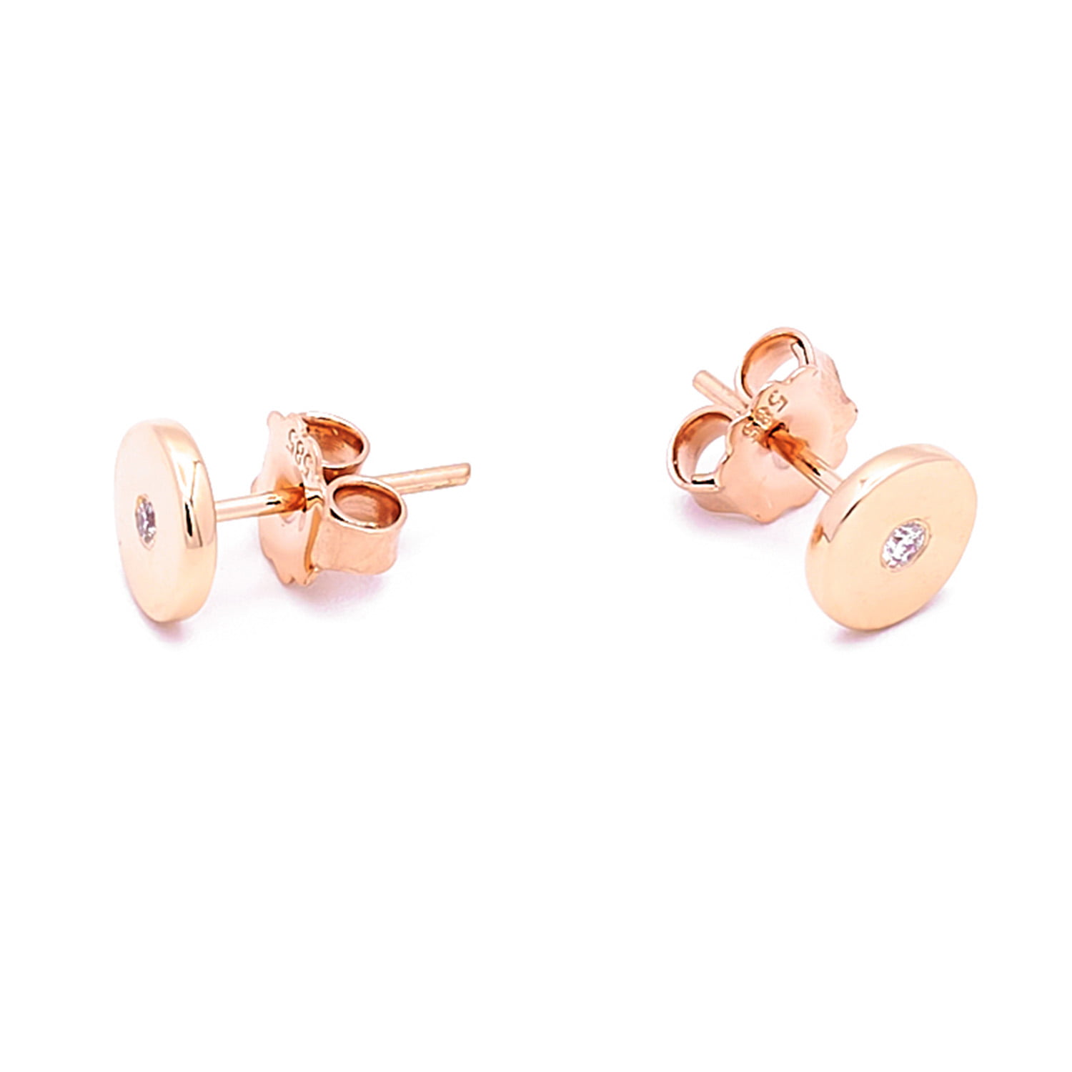 Cercei Sakura cu diamant de 0.05CT, aur roz de 14k