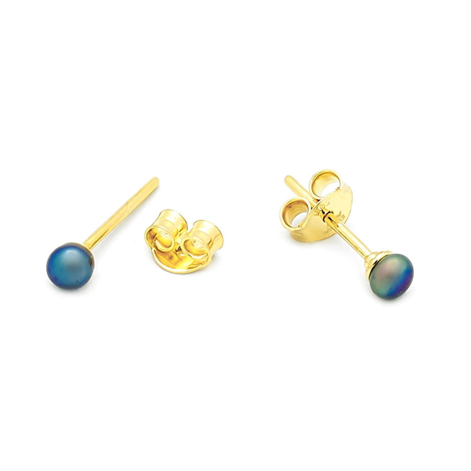 Cercei Baby cu perle negre de cultura de 2mm din aur galben de 14k