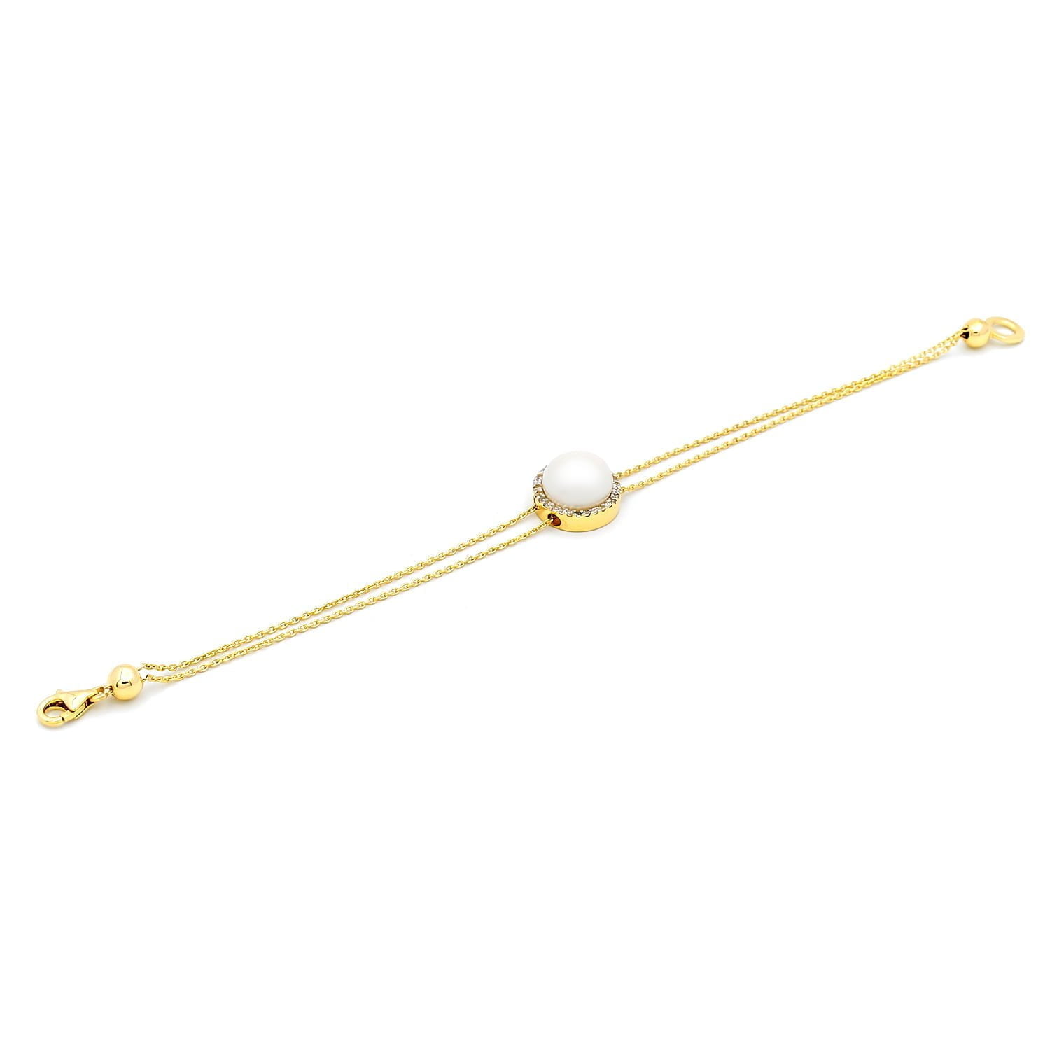 Bratara Cassie cu o perla alba de cultura de 10-10.5mm din aur galben de 14k
