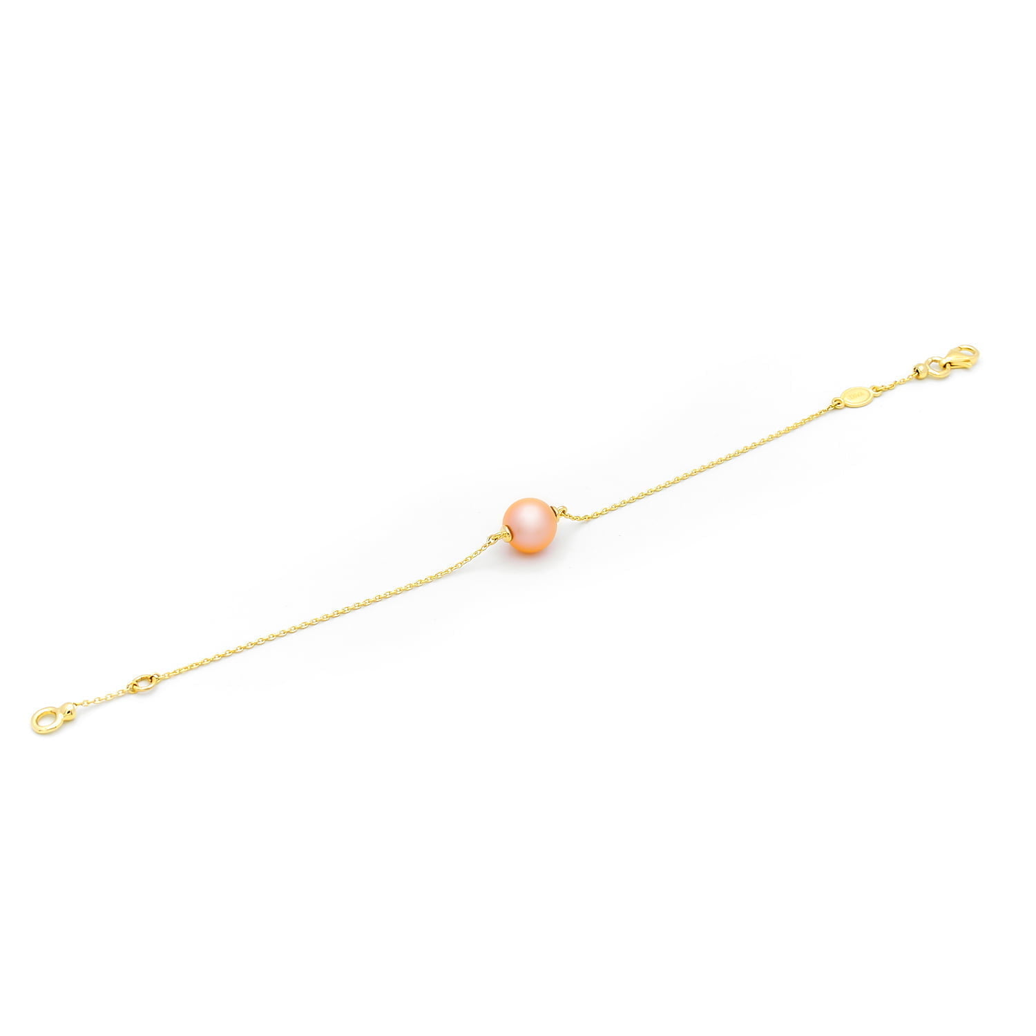 Bratara Alba cu o perla rose de cultura de 9-9.5mm din aur galben de 14k