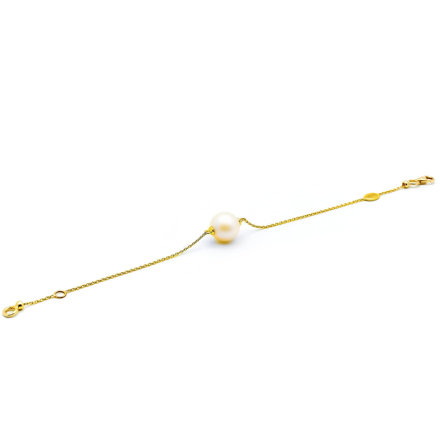Bratara Alba cu o perla alba de cultura de 7mm din aur galben de 14k