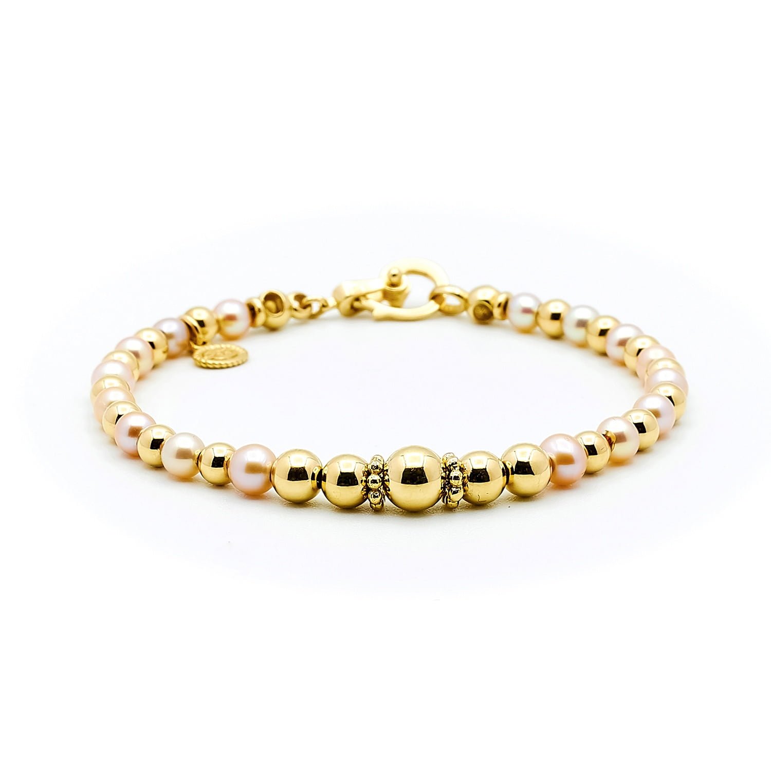 Bratara Cara cu perle rose de cultura de 4-5mm din aur galben de 14k
