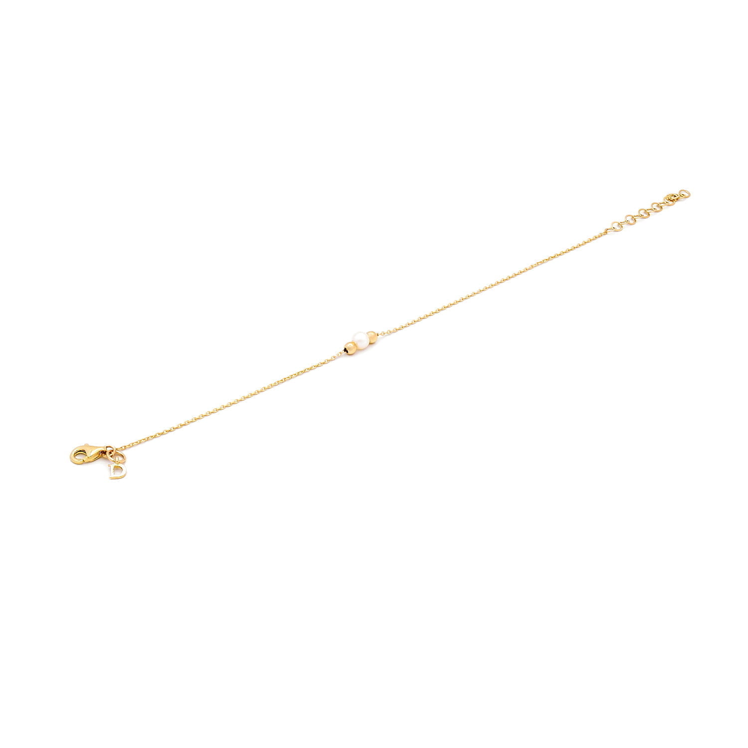 Bratara Mother cu o perla alba de cultura de 4mm din aur galben de 14k