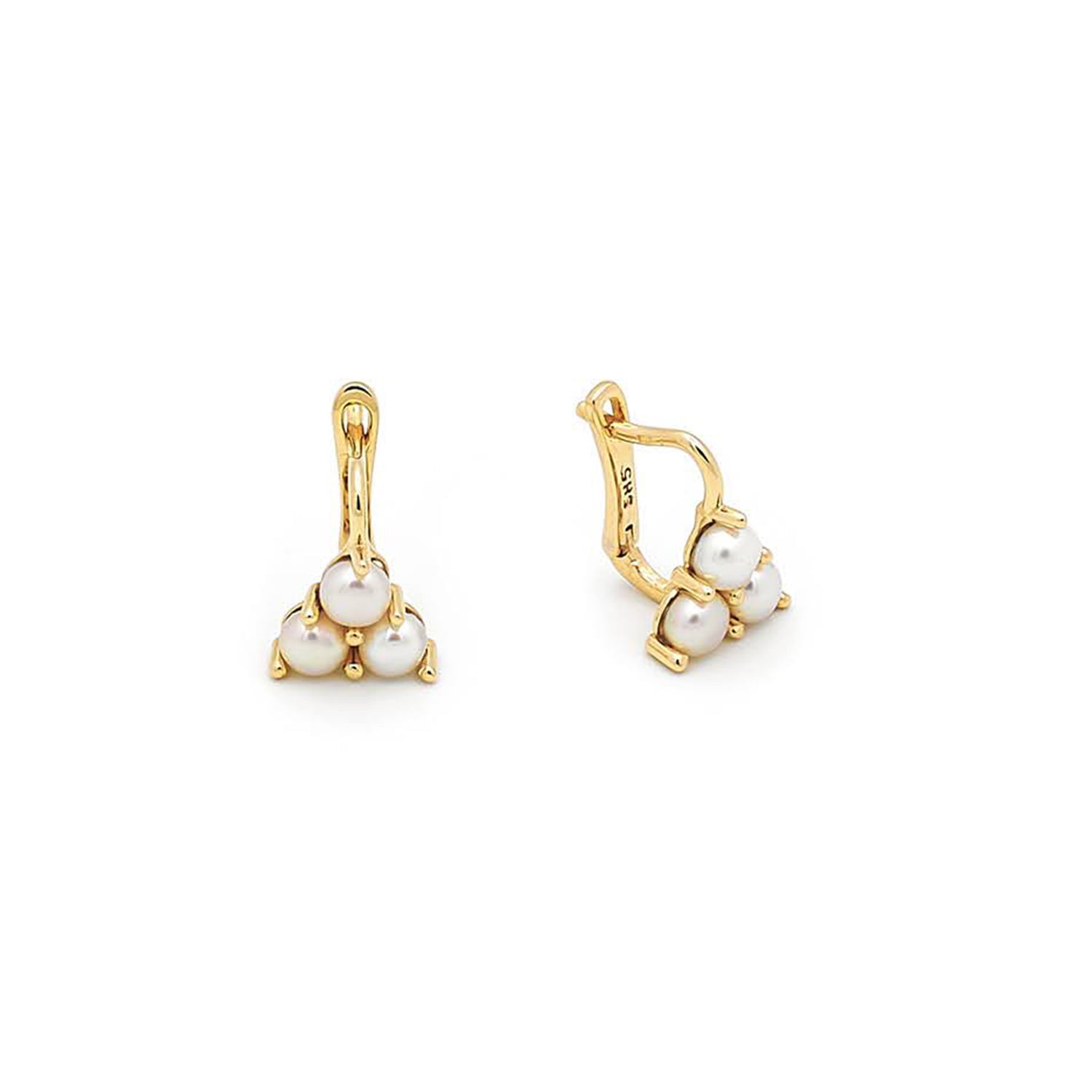 Cercei Callia cu perle albe de cultura de 3mm din aur galben de 14k
