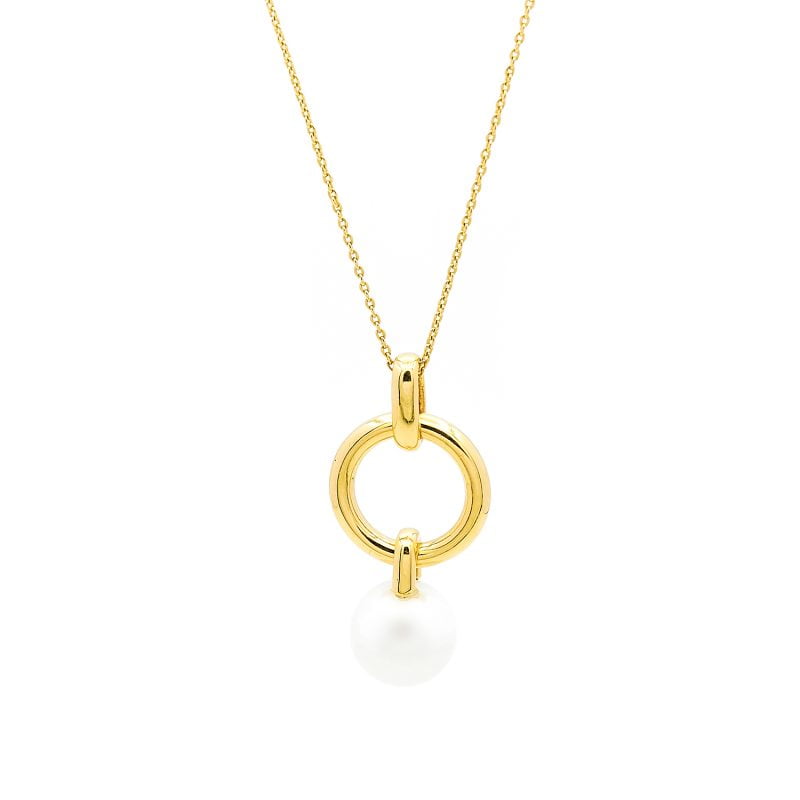 Colier Abril cu o perla alba de cultura de 11mm din aur galben de 14k
