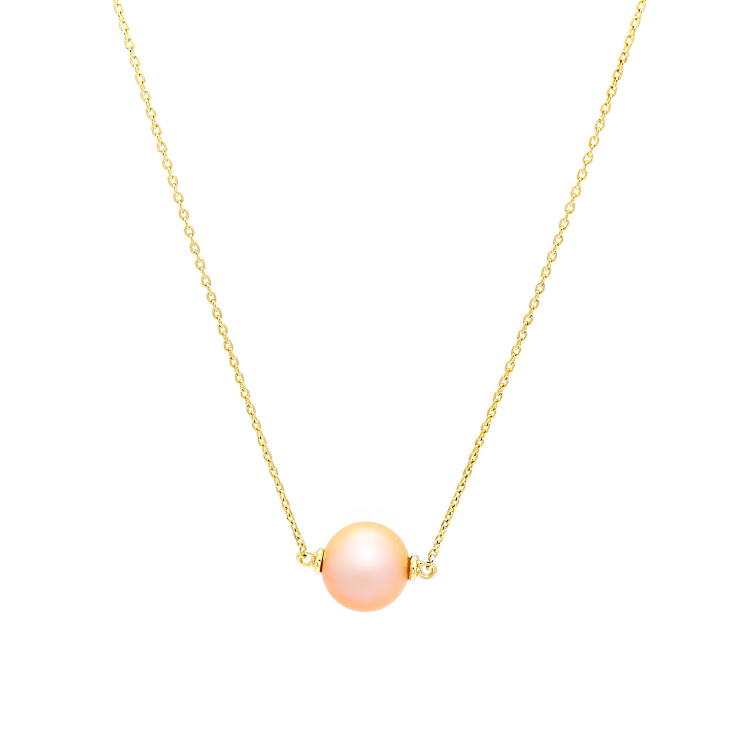 Colier Alba cu perla rose de cultura de 9-10mm, din aur galben de 14k
