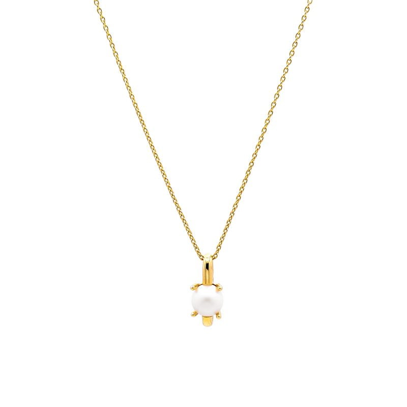 Colier Ale cu perla alba de cultura de 6-7mm, din aur galben de 14k