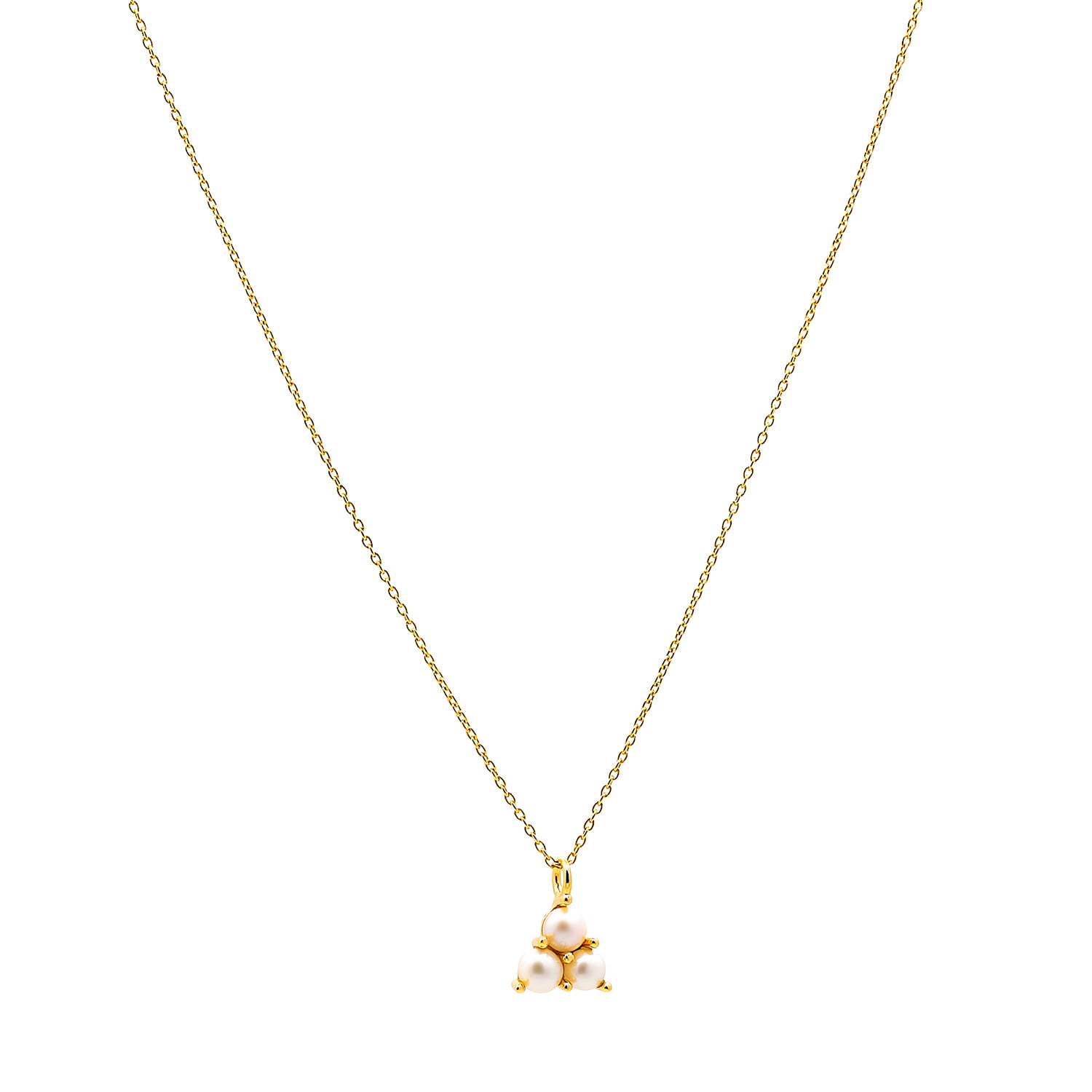Colier Callia cu trei perle albe de cultura de 4mm din aur galben de 14k