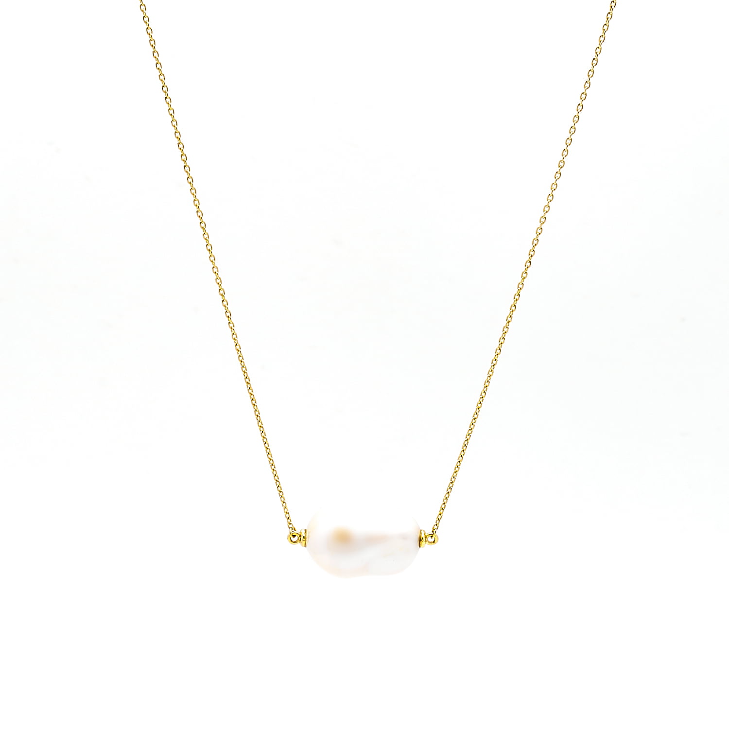 Colier Edith Baroque cu perla alba de cultura de neregulata, din aur galben de 14k