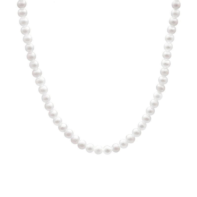 Colier Irene cu perle albe de cultura de 5.5mm cu inchizatoare din aur galben de 14k