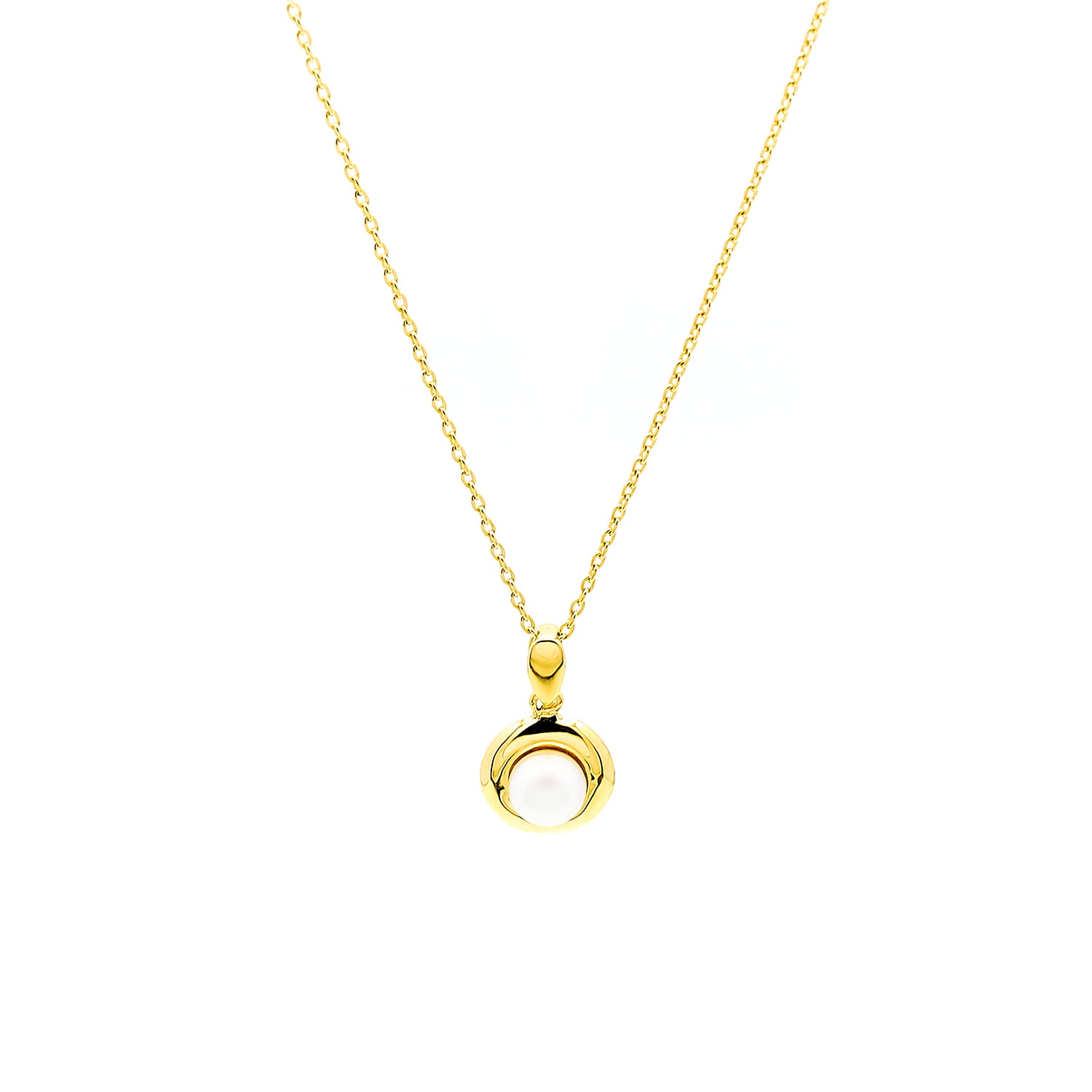 Colier Novia cu o perla alba de cultura de 6mm din aur galben de 14k