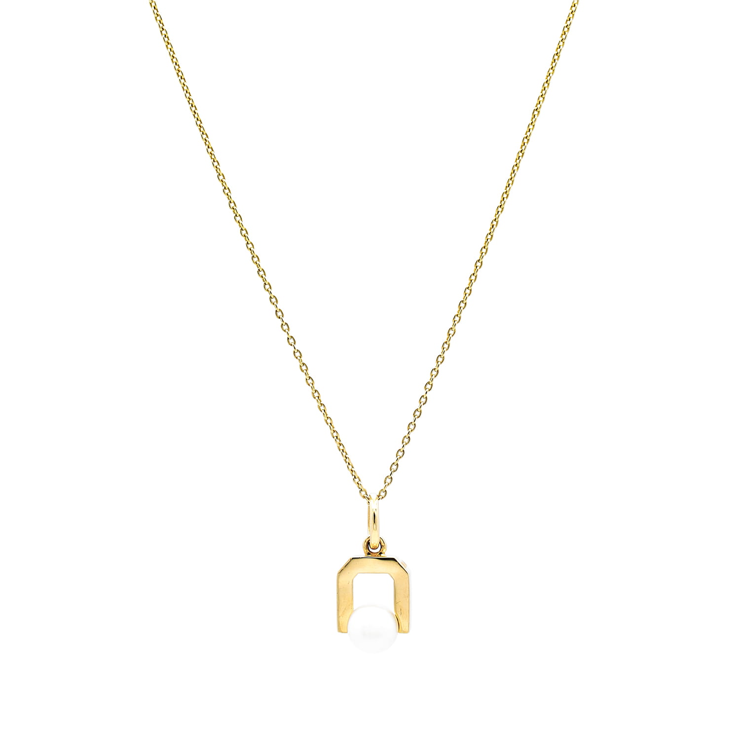 Colier Serena cu perla alba de cultura de 6-6.5mm, din aur galben de 14k