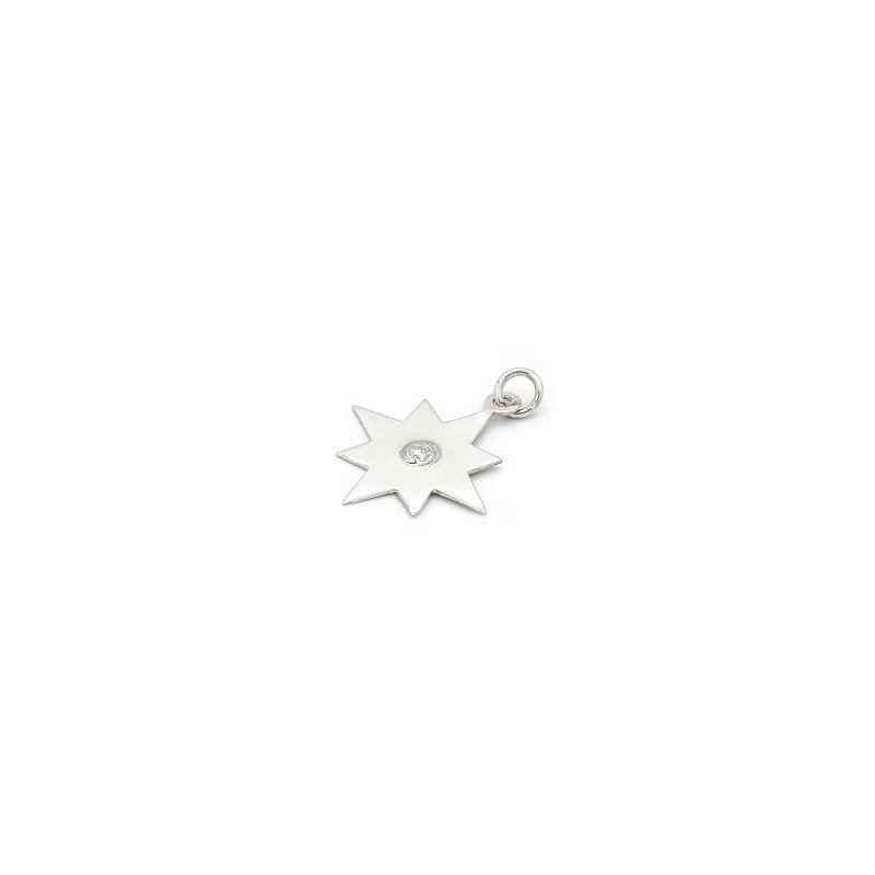 Pandantiv Star cu diamant de 0.02CT, aur alb de 14k