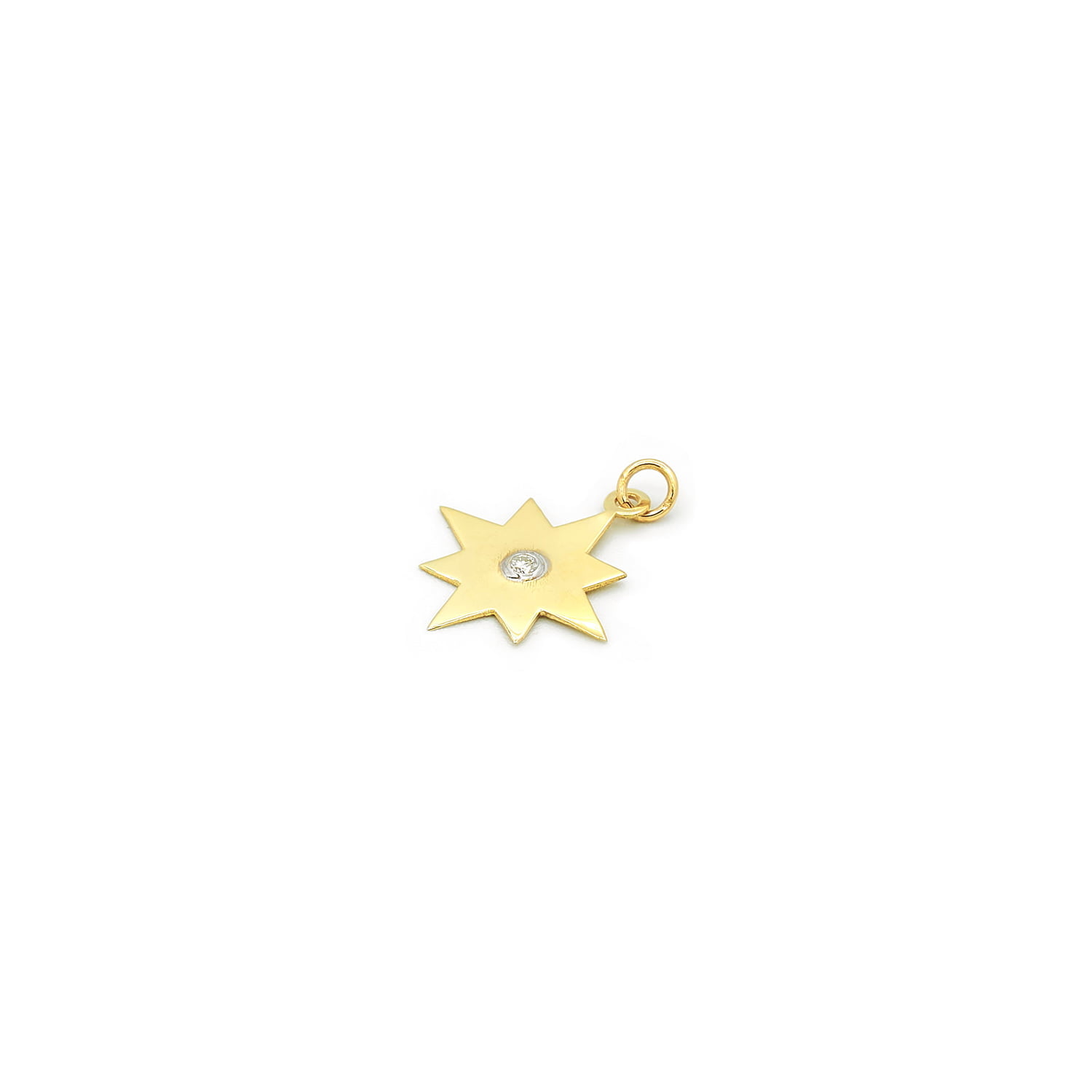 Pandantiv Star cu diamant de 0.02CT, aur galben de 14k