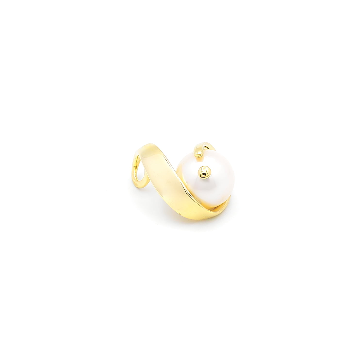 Pandantiv Cybill cu perla alba de cultura, 11mm, din aur galben de 14k