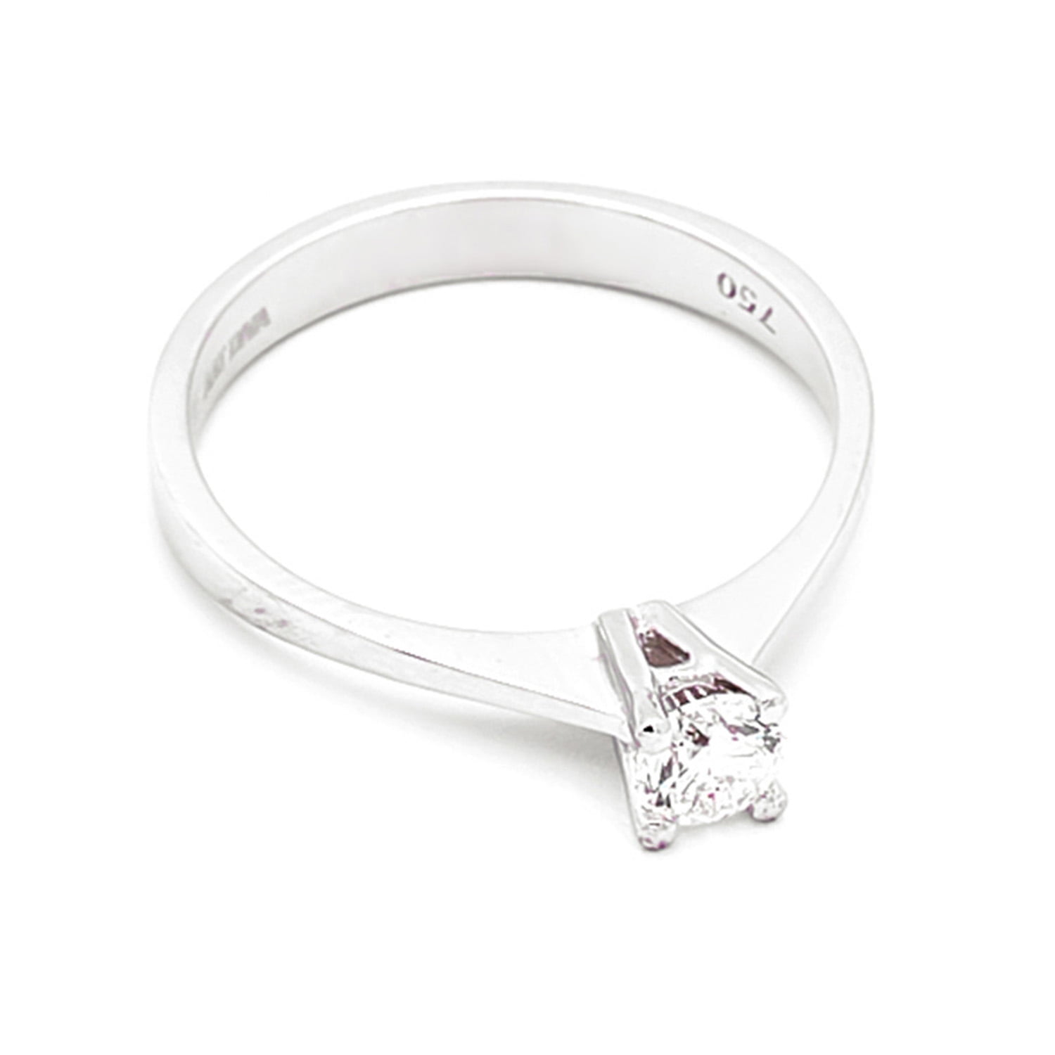 Inel Solitaire cu diamant de 0.18CT, aur alb de 18k