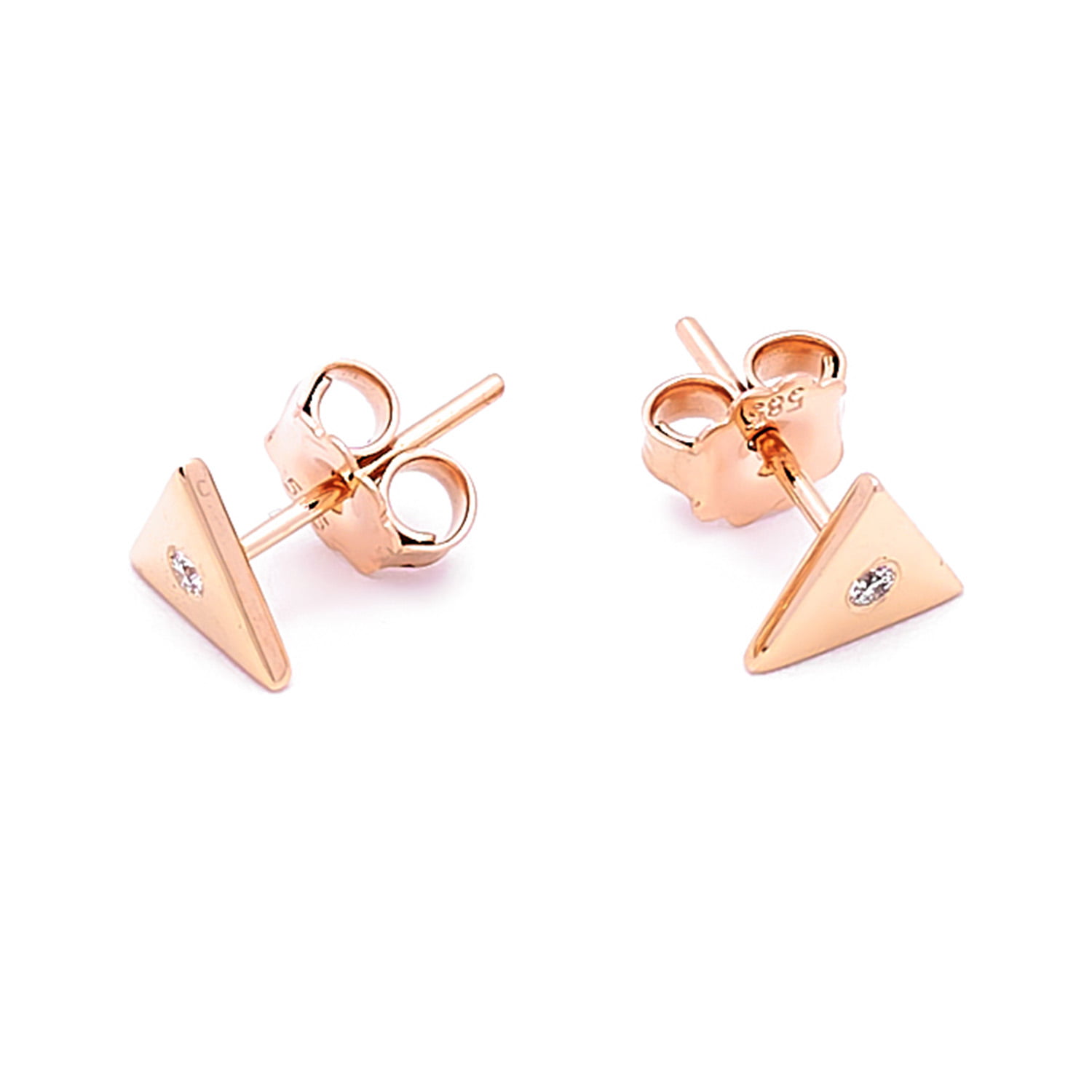 Cercei Yumi cu diamant de 0.05CT, aur roz de 14k