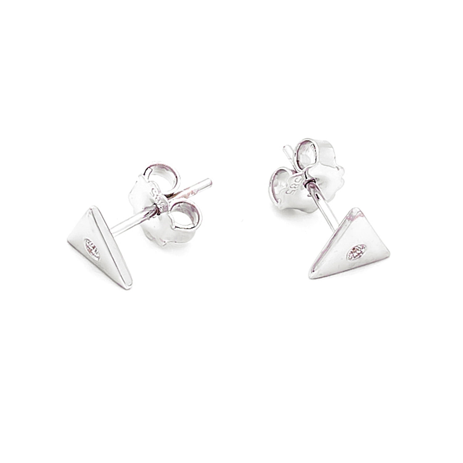 Cercei Yumi cu diamant de 0.05CT, aur alb de 14k