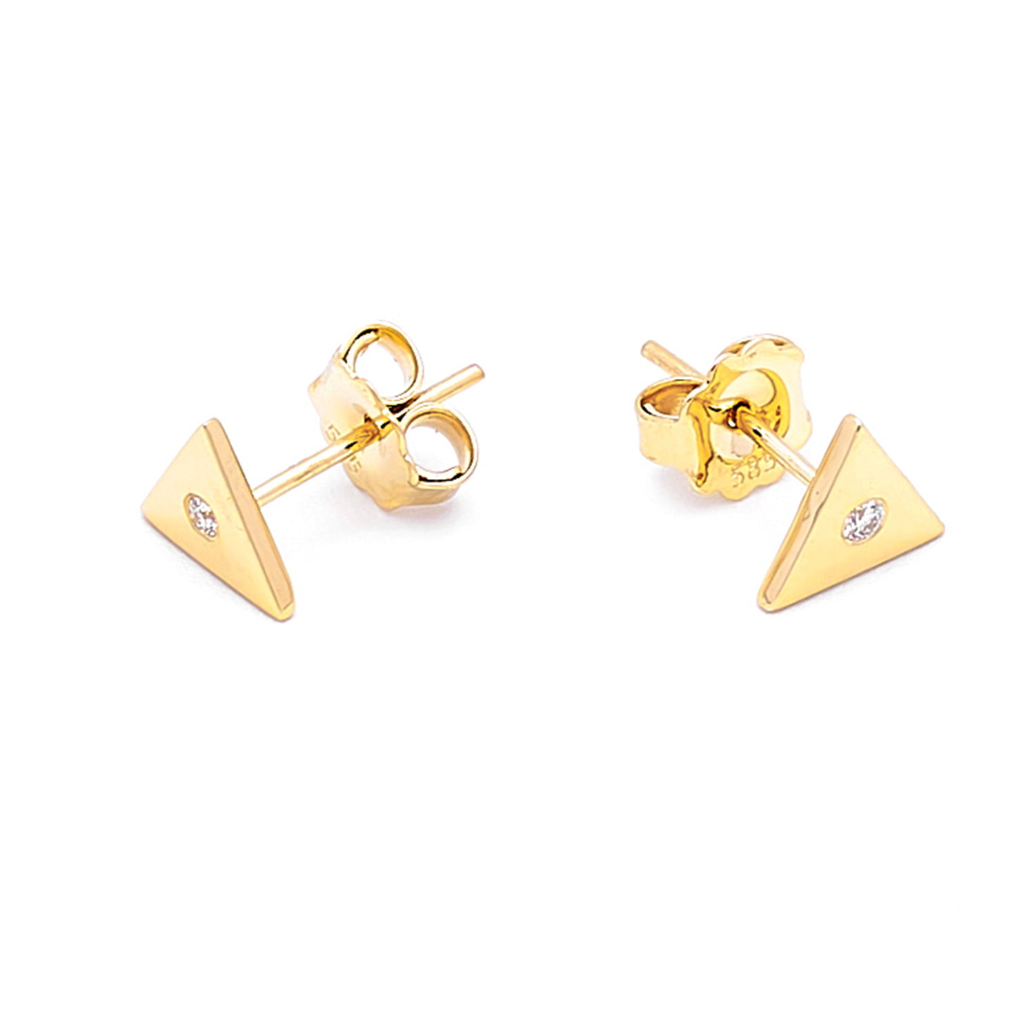 Cercei Yumi cu diamant de 0.05CT, aur galben de 14k