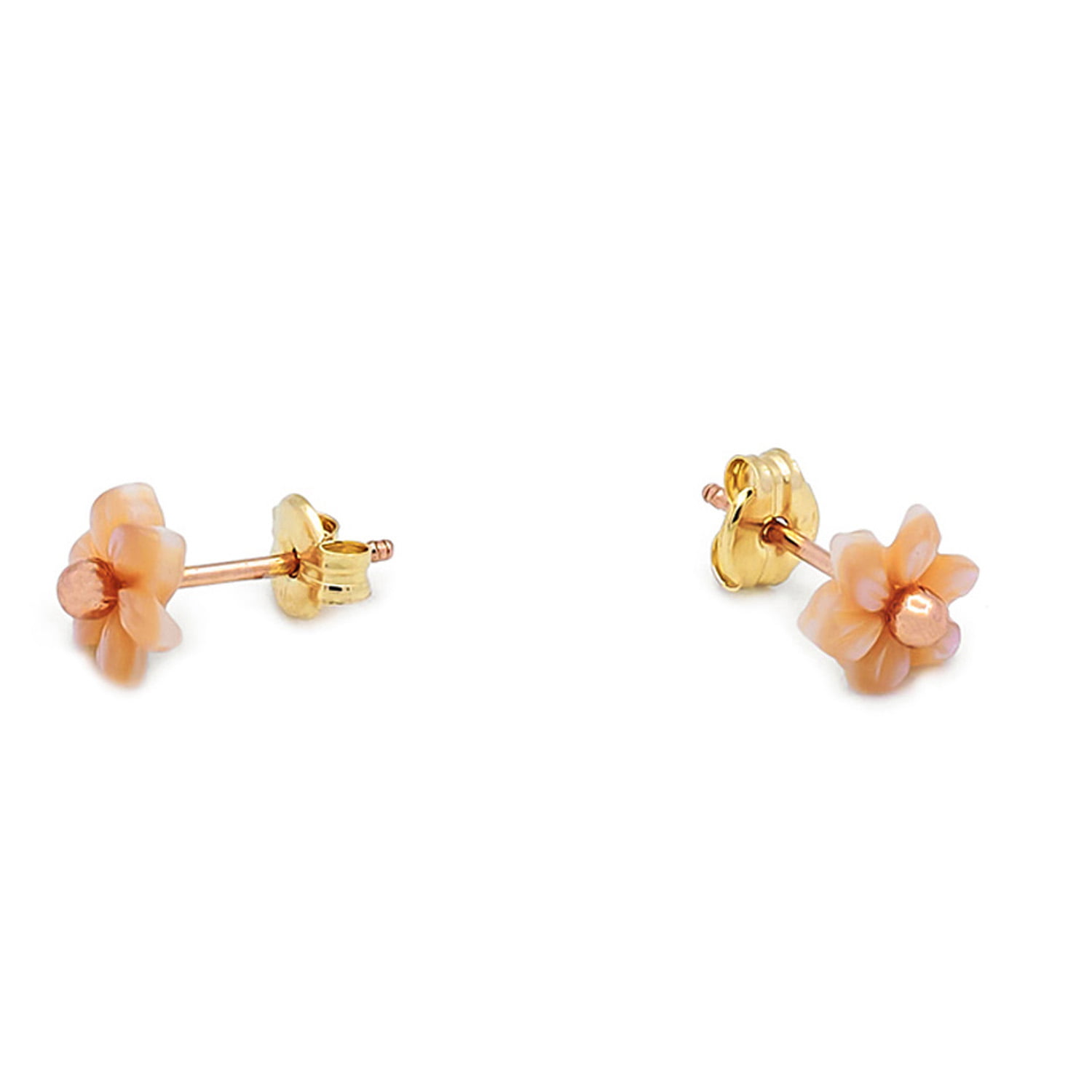 Cercei Anemone Rose Girl din aur roz de 14k si mother of pearl