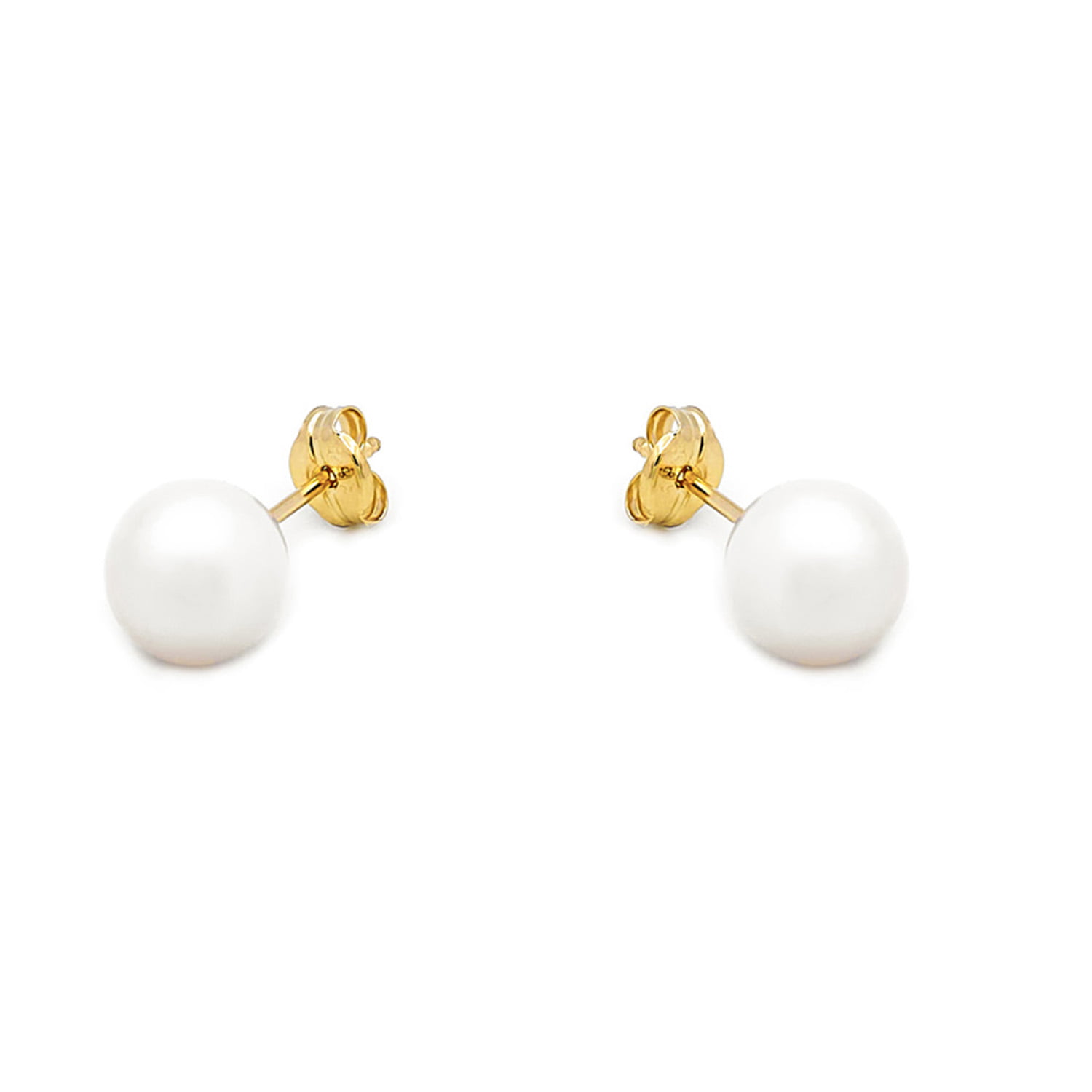 Cercei Lucky Wish Baby cu perla alba de 5mm din aur galben de 14k