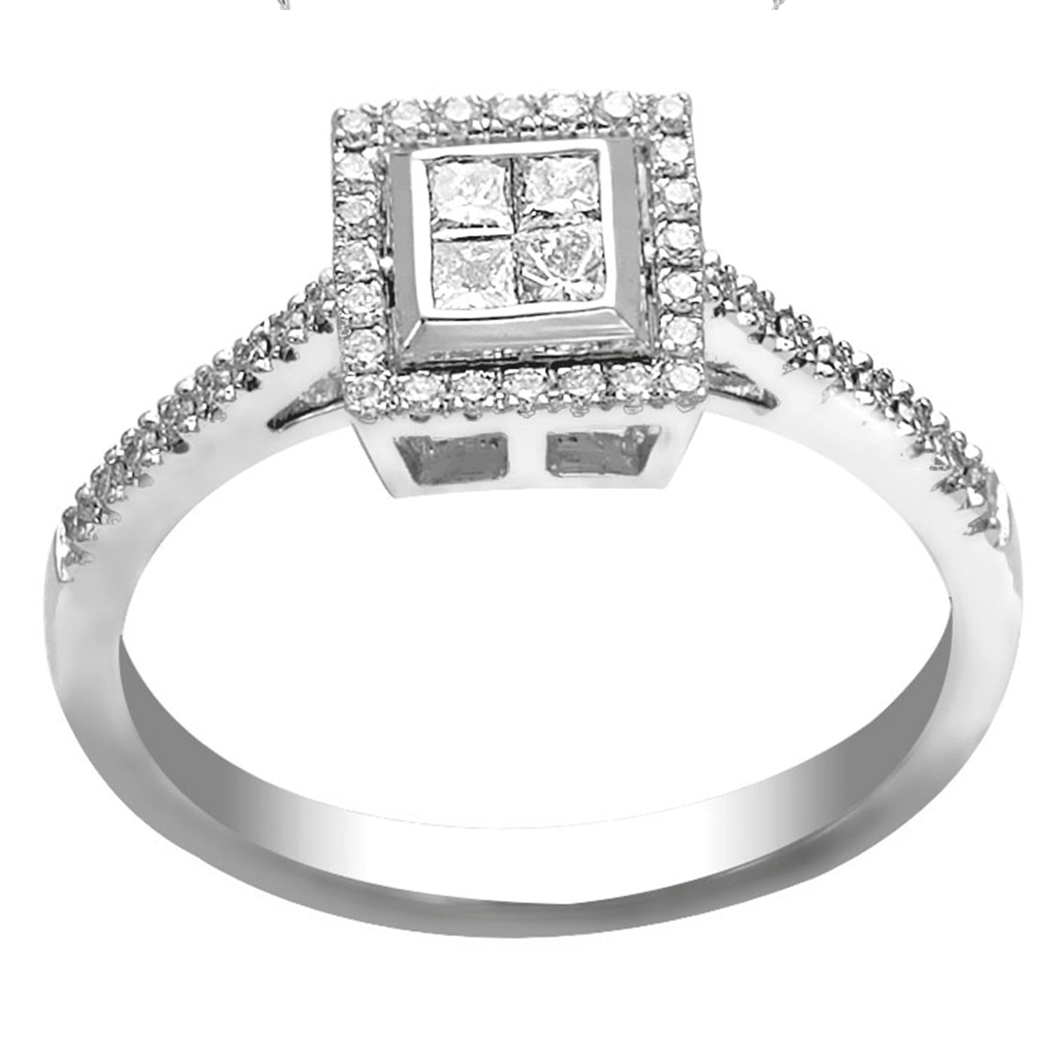 Inel Hestia cu diamante de 0.30CT, aur alb de 14k