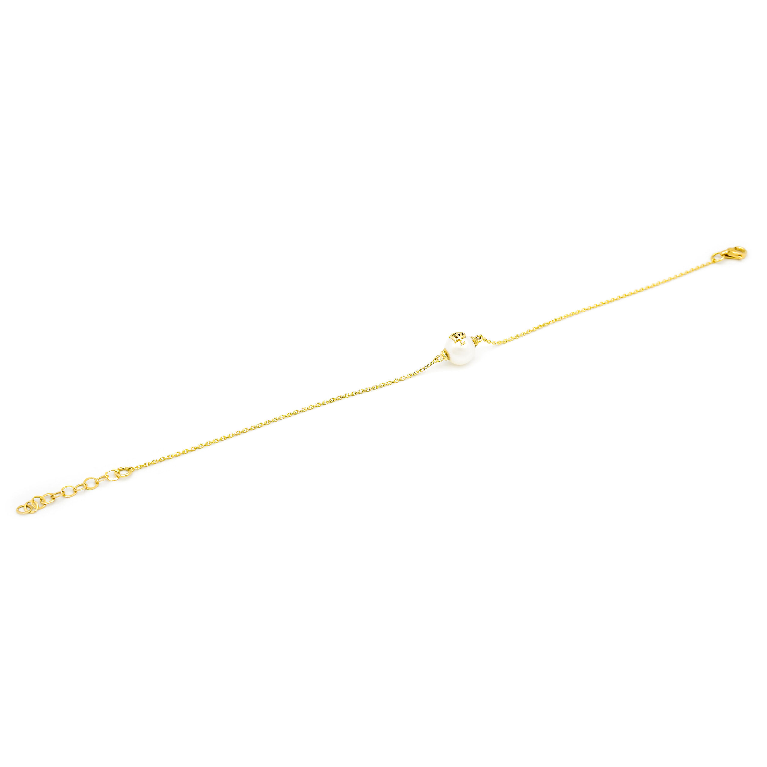 Bratara Alba White DP cu o perla alba de cultura de 7mm din aur galben de 14k