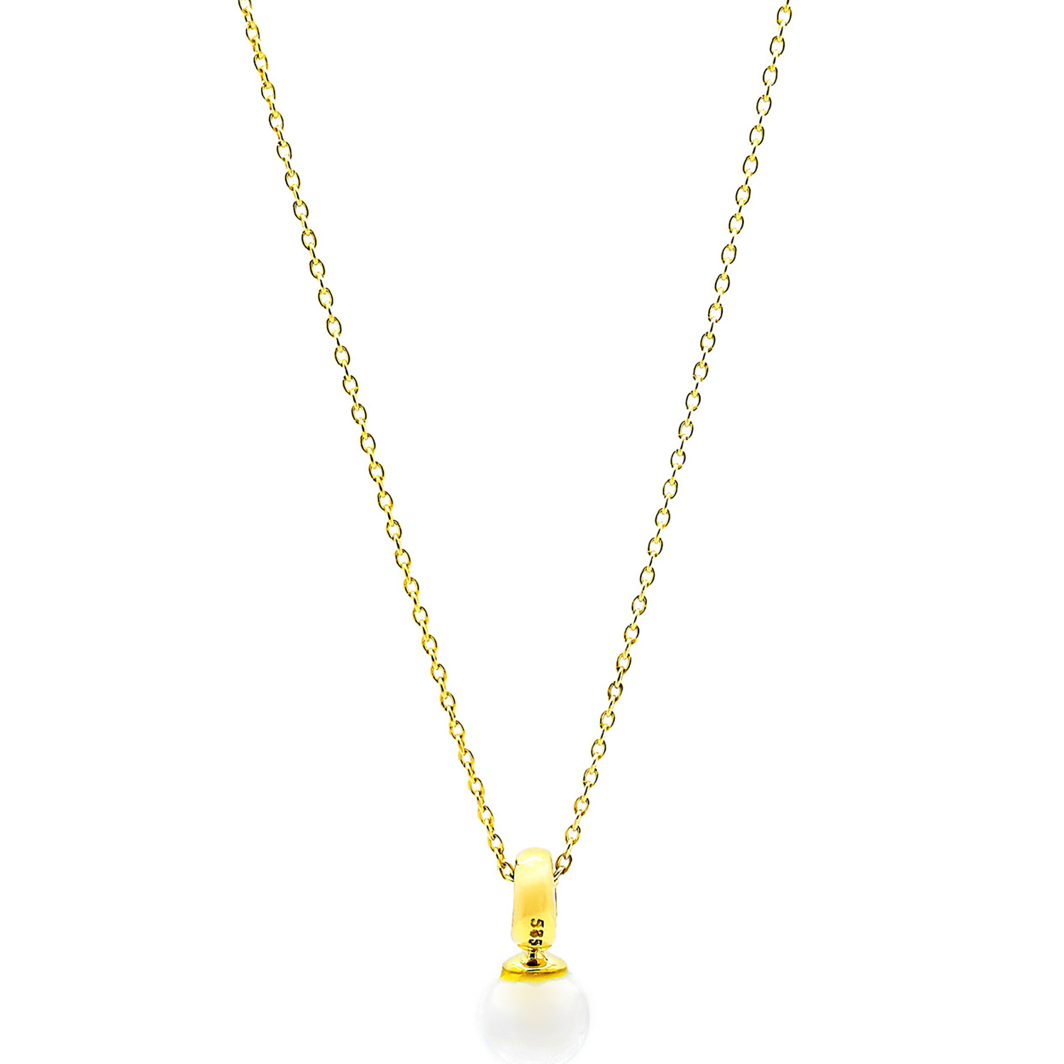 Colier Thalia cu  perla alba de cultura de 6mm din aur galben de 14k