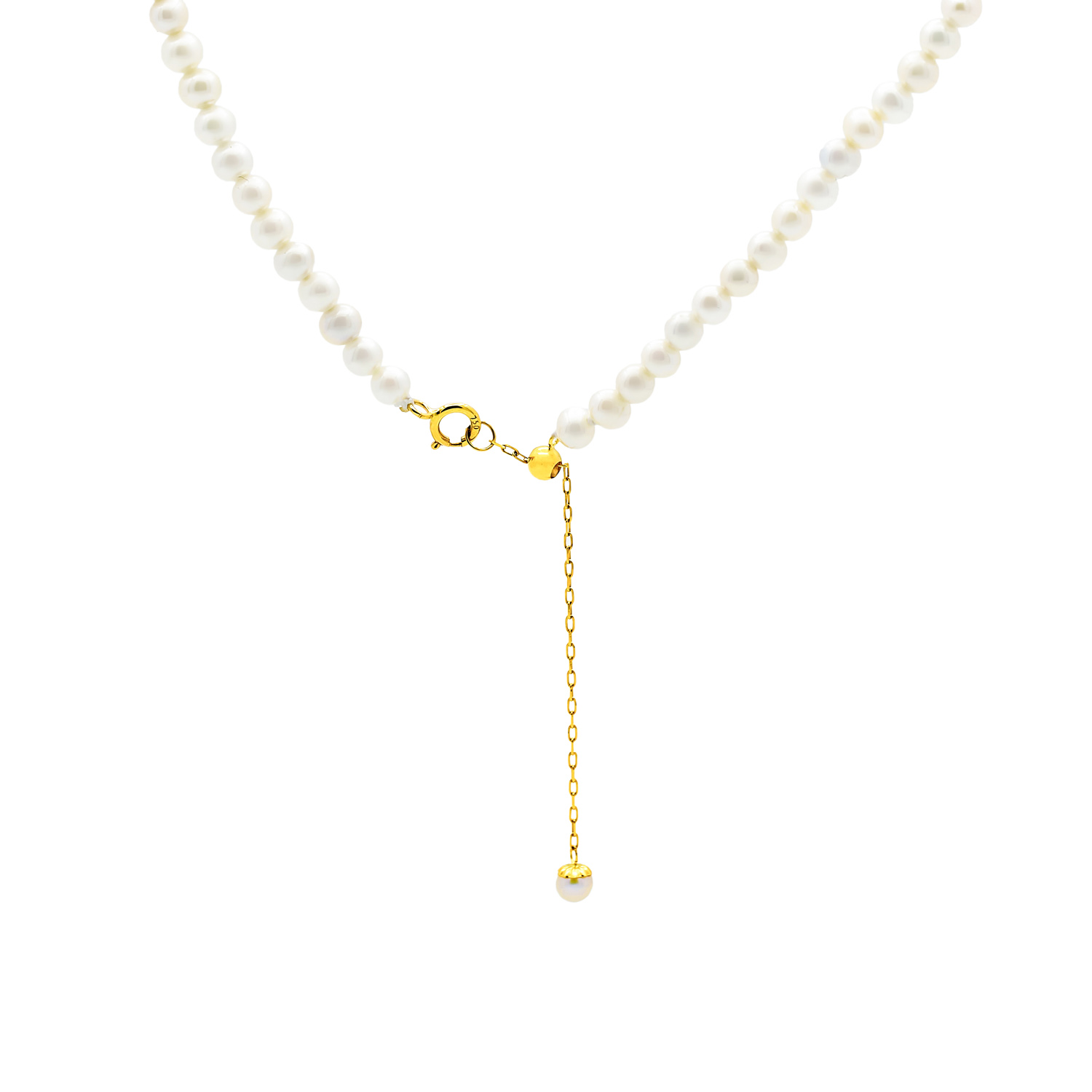 Colier Alista cu perle albe de cultura de 3-4mm cu inchizatoare din aur galben de 18k