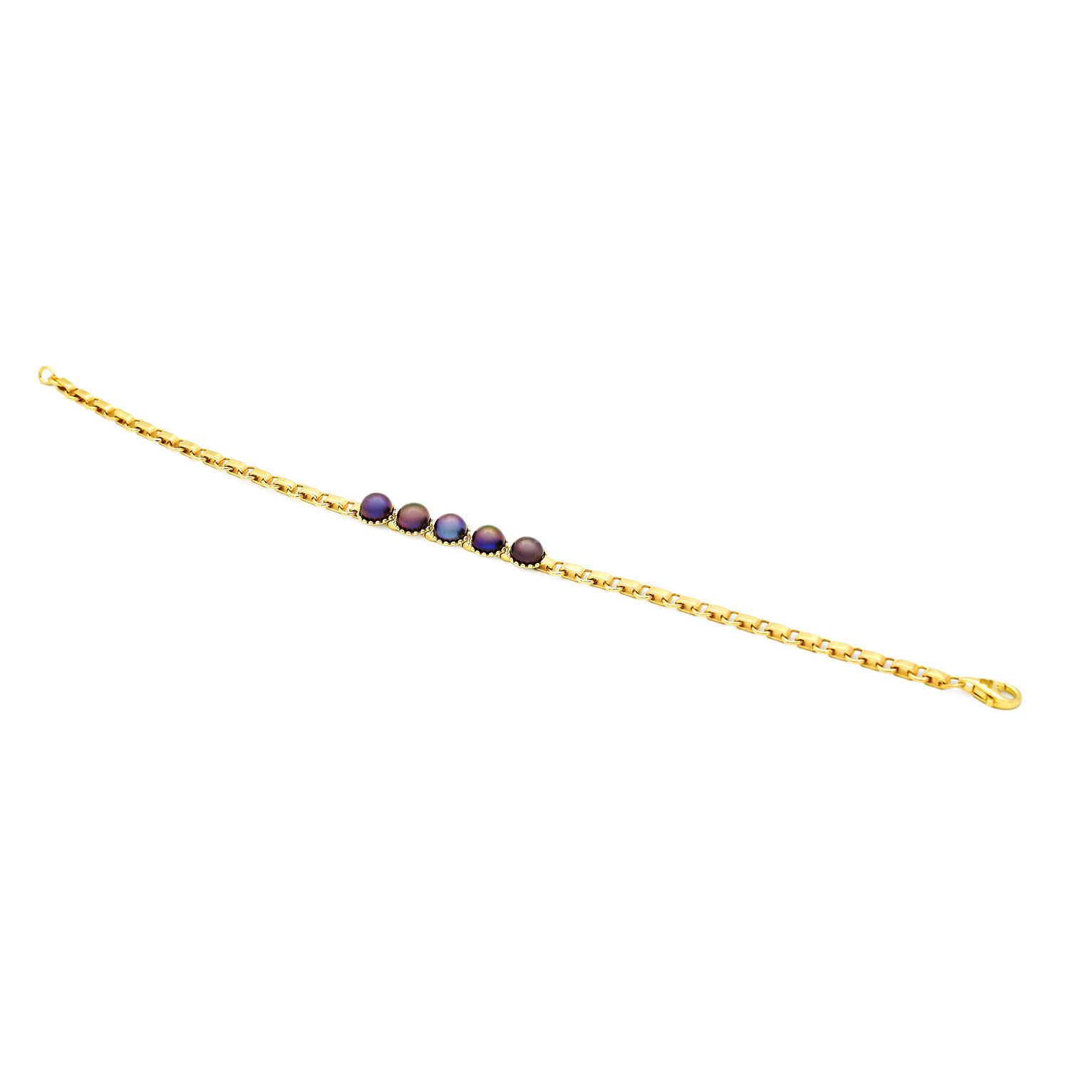 Bratara Karla cu perle negre de cultura de 5mm din aur galben de 14k