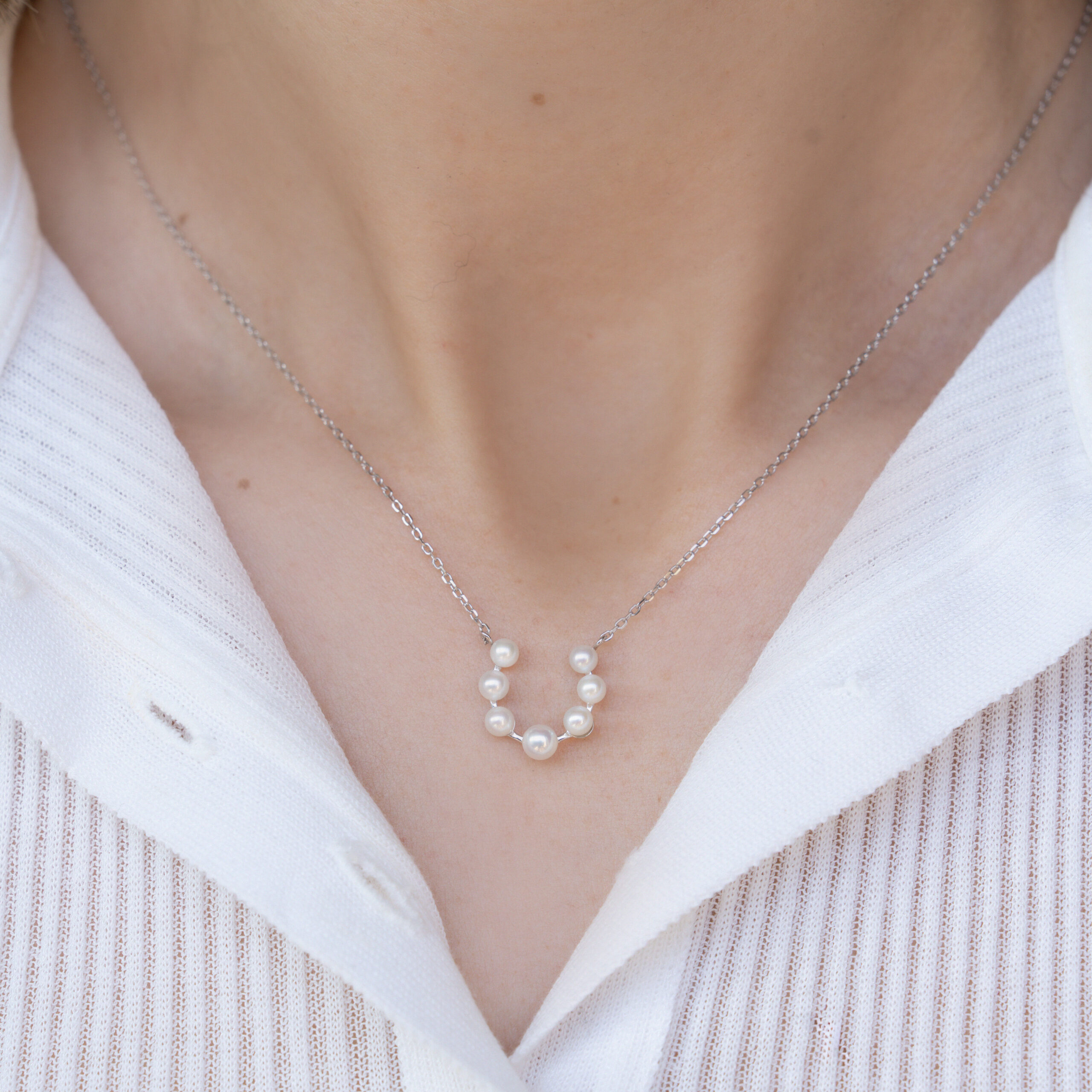 Colier Soft cu perle albe de cultura de 3mm din argint